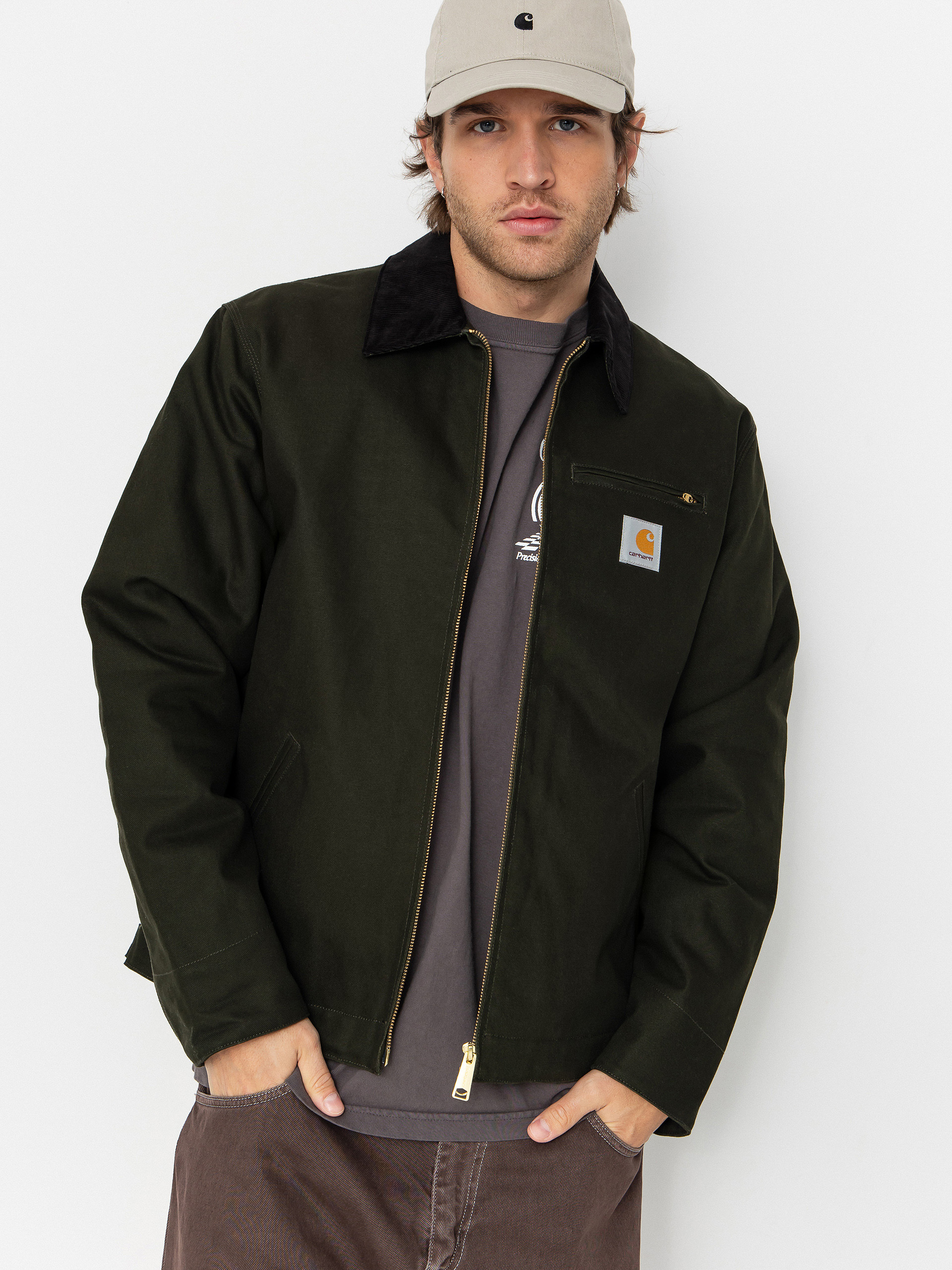 black dress and army green jacket Toyon Pant in French Cotton Twill Black