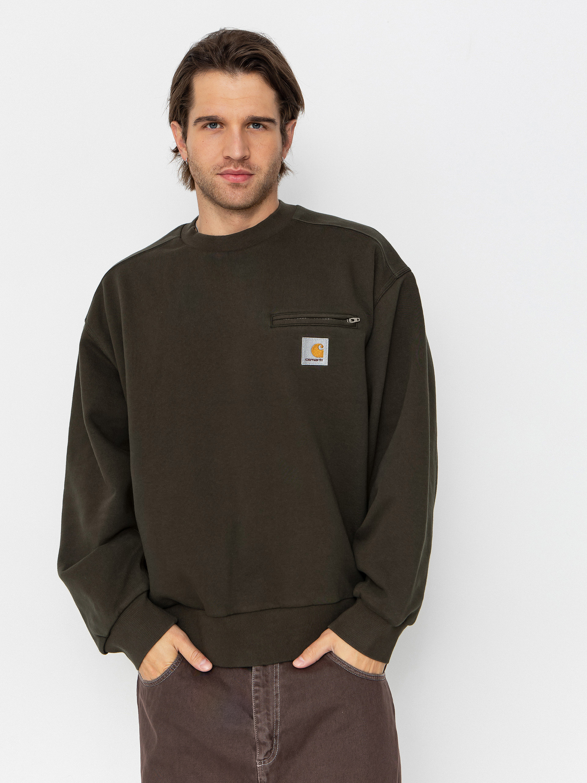 Carhartt WIP Sweatshirt Detroit - grey, green (olive/stone washed)