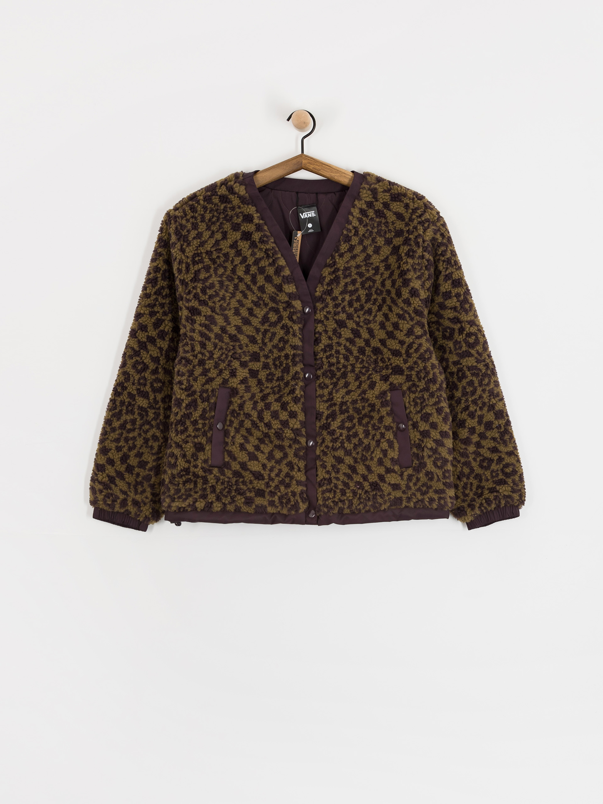 Vans Suffolk Cheetah Check Pile Coat Wmn Mantel (dark port)
