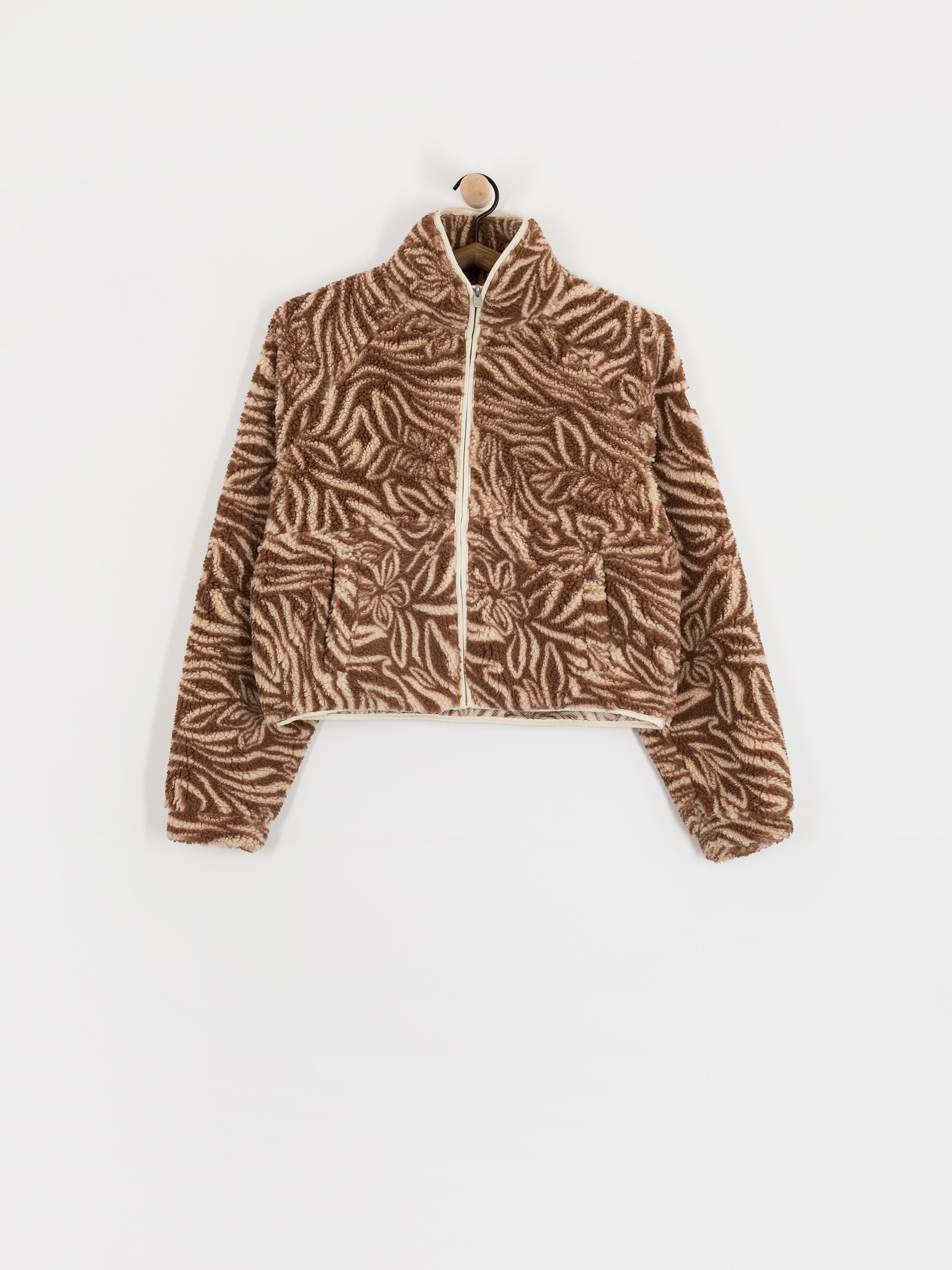 Damen Roxy Blurry Cloud Print Fleece Jacke (parchment animal floral big)