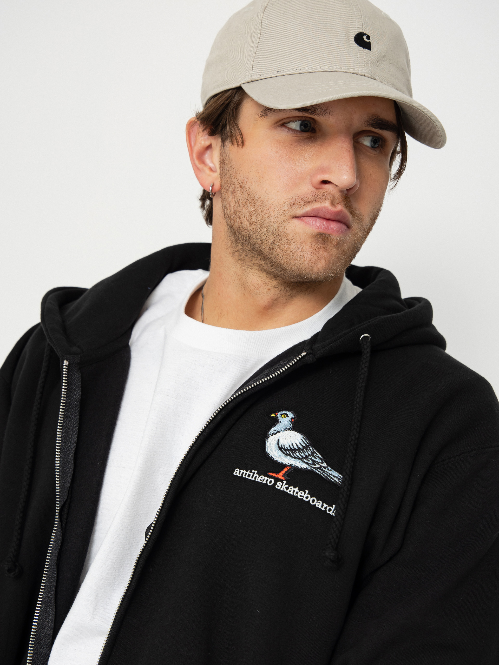 Antihero Lil Pigeon Emb ZHD Hoodie (black w/multi color embroidery)