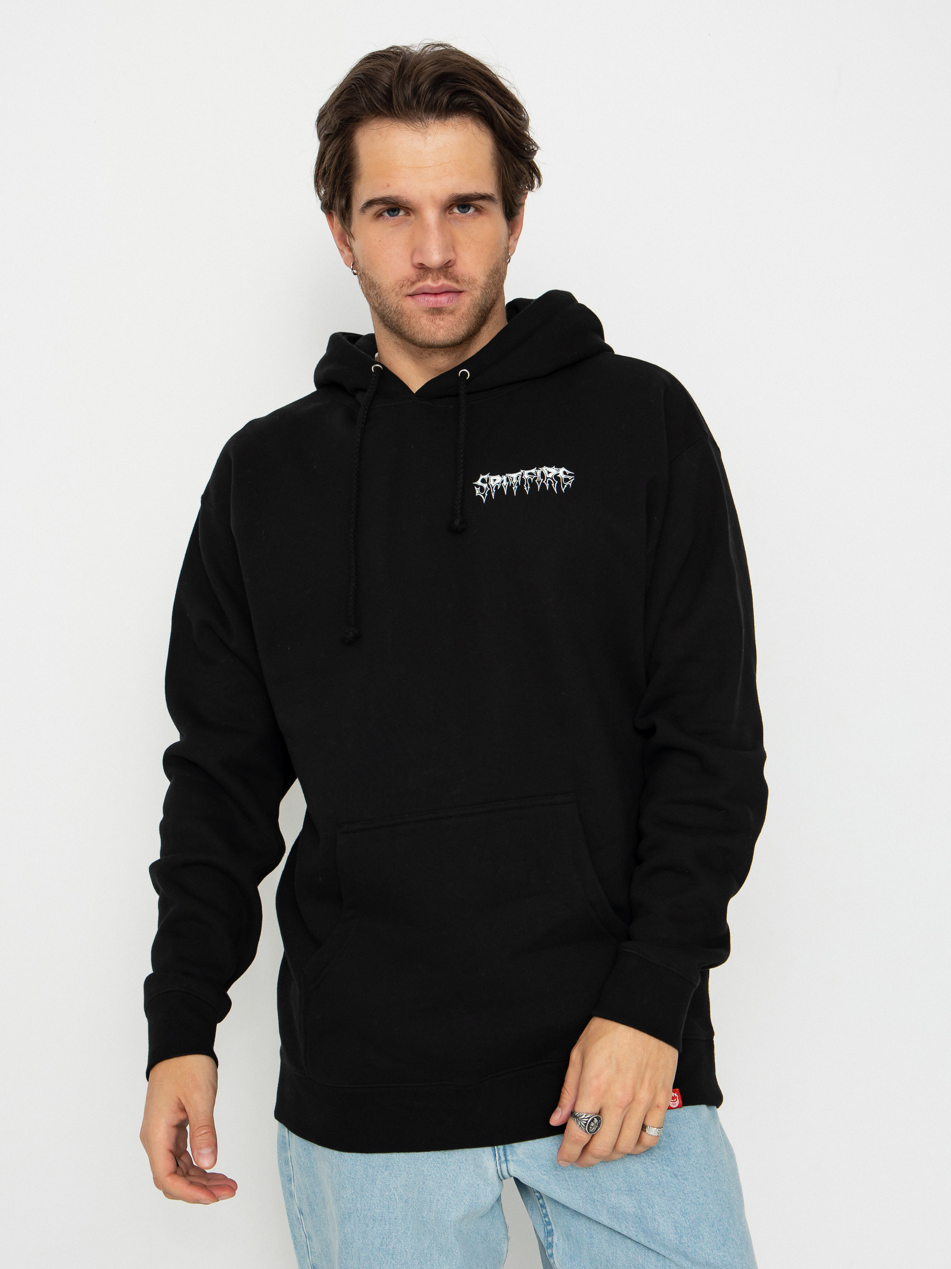 Spitfire Batwing Classic Sweatshirt (black w/white prints)