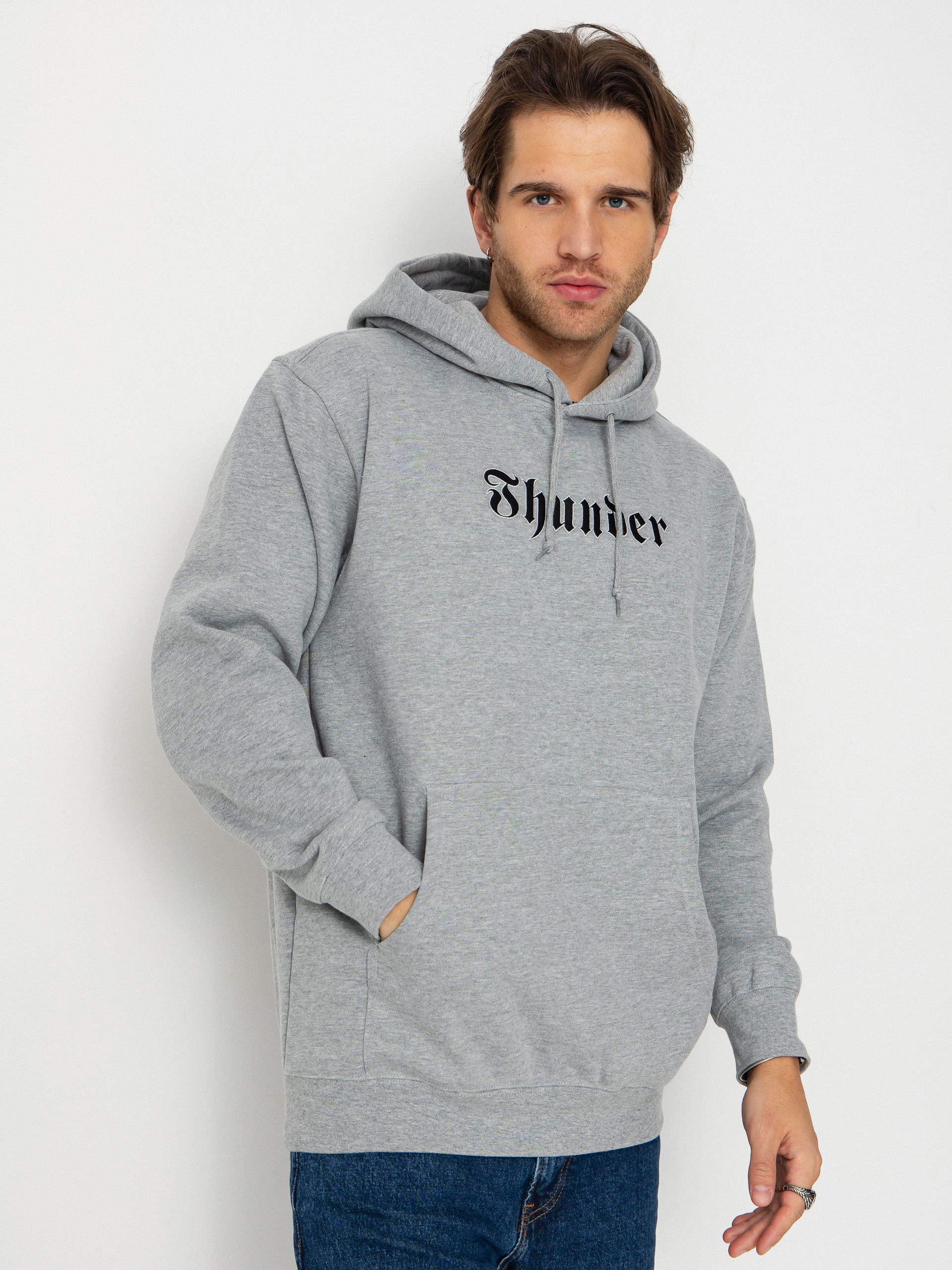 Thunder Script Sweatshirt (heather grey w/black embroidery)