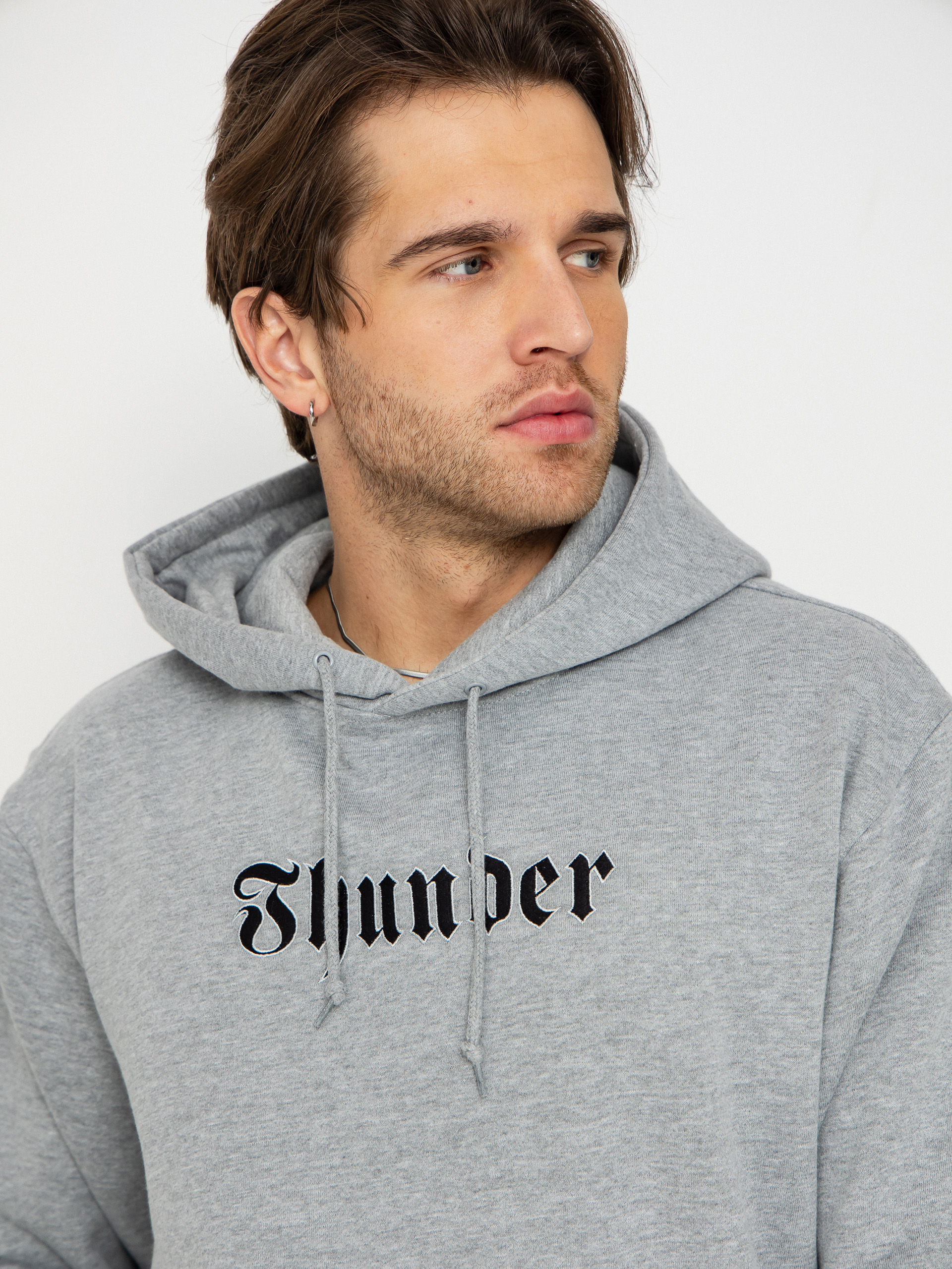 Thunder Script Sweatshirt (heather grey w/black embroidery)