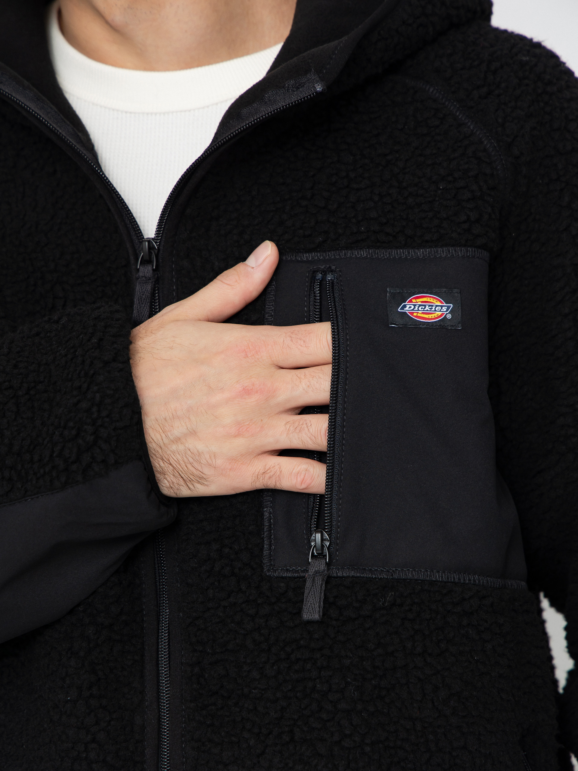 Herren Dickies Central High Pile Fleece Jacke (black)