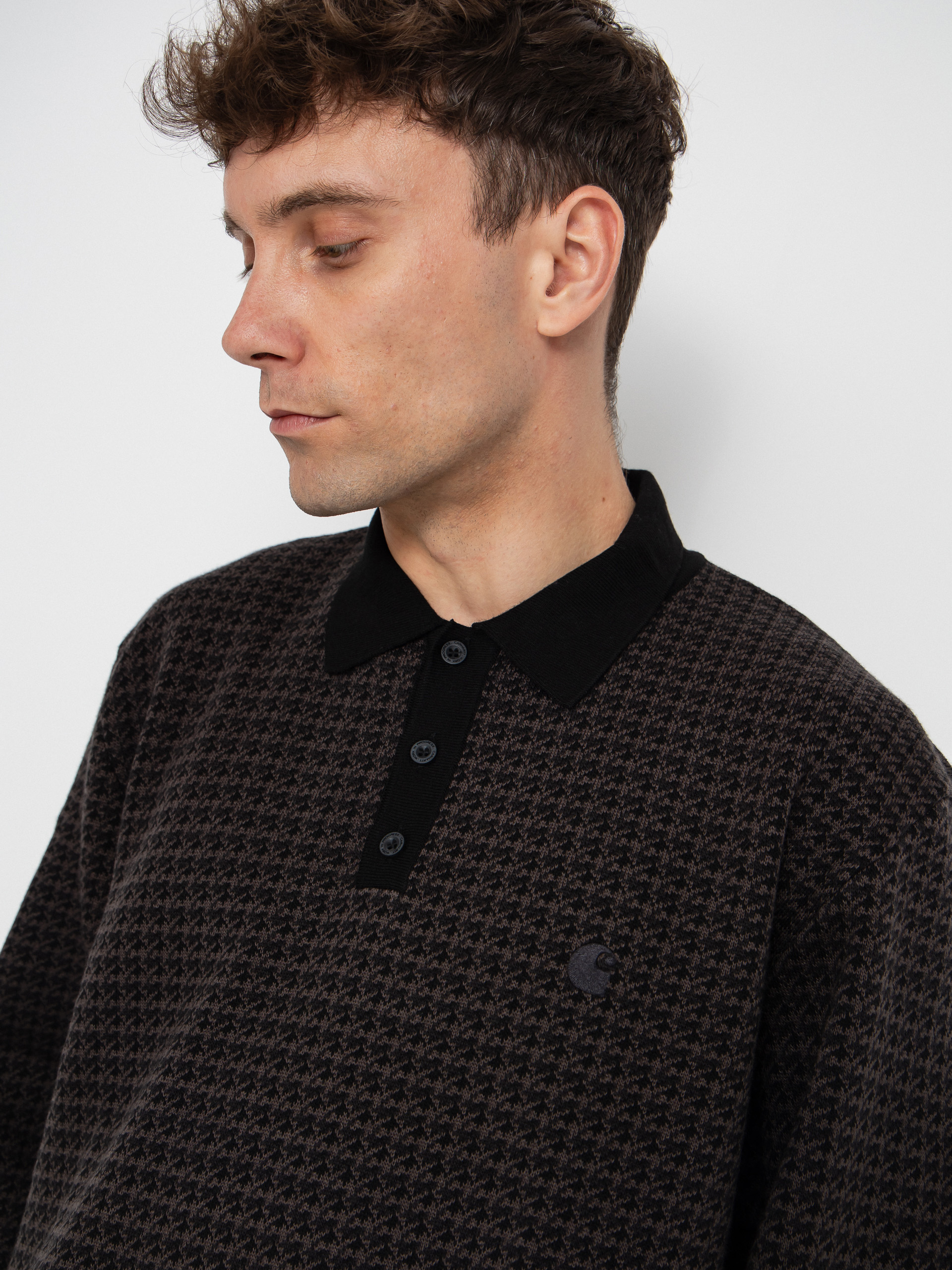 Carhartt WIP Lowis Polo Sweater (lowis houndstooth/vitola heather)