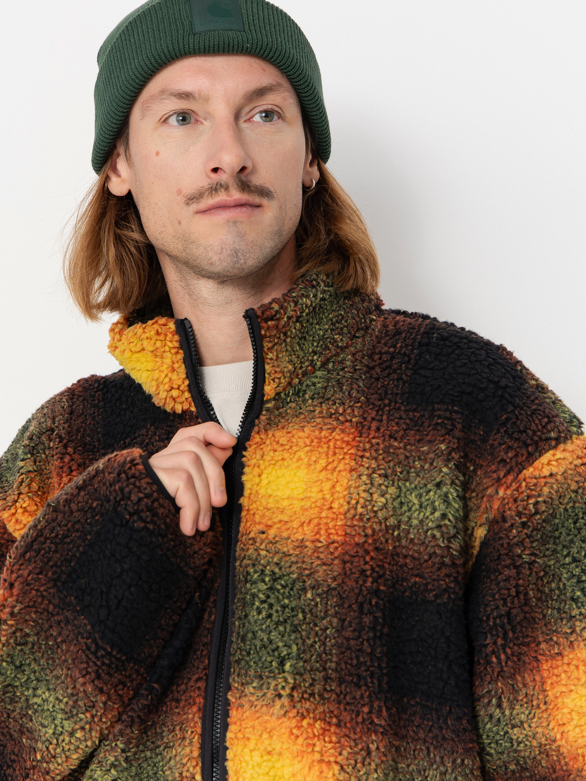 Herren Vans Heights Sherpa Full Zip Fleece Jacke (black/herritage mustard)