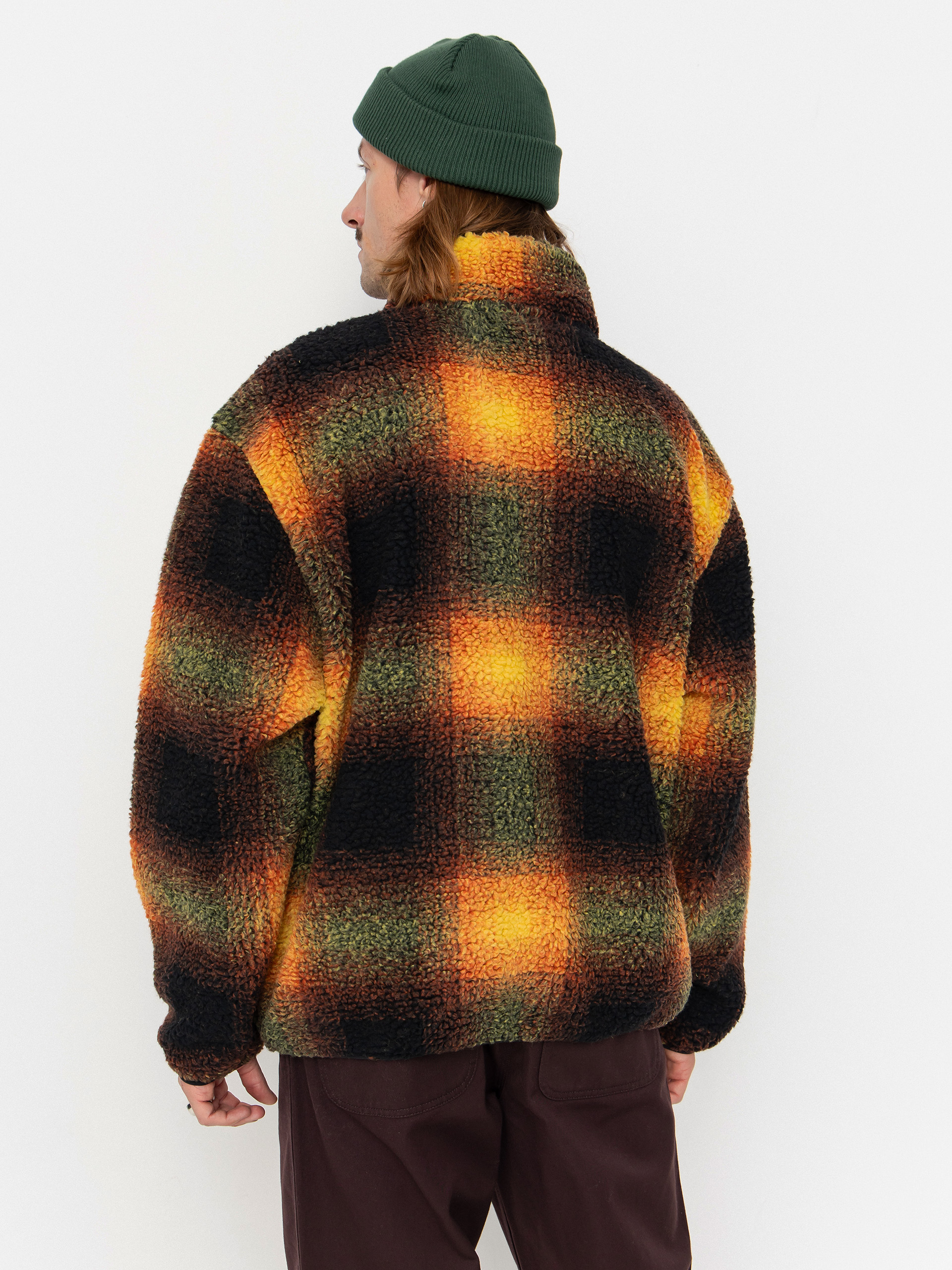 Mens Vans Heights Sherpa Full Zip Fleece  (black/herritage mustard)