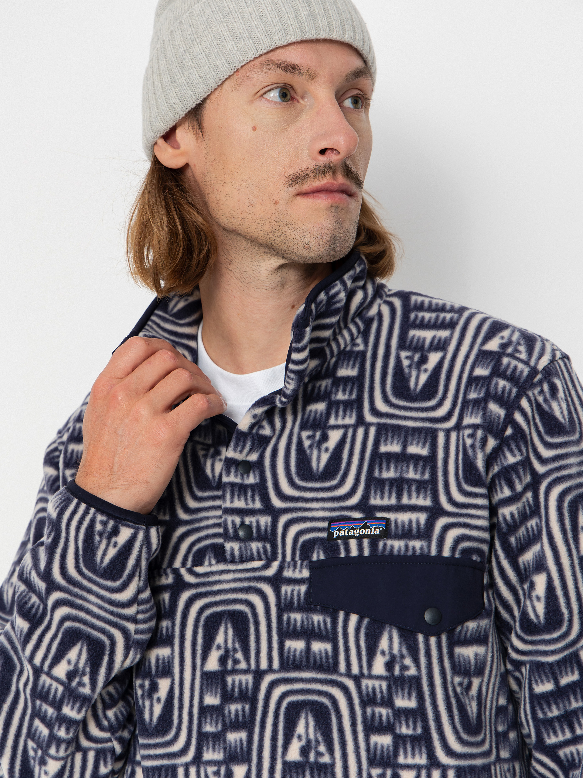 Mens Patagonia LW Synch Snap T Fleece  (flow sunken blue)