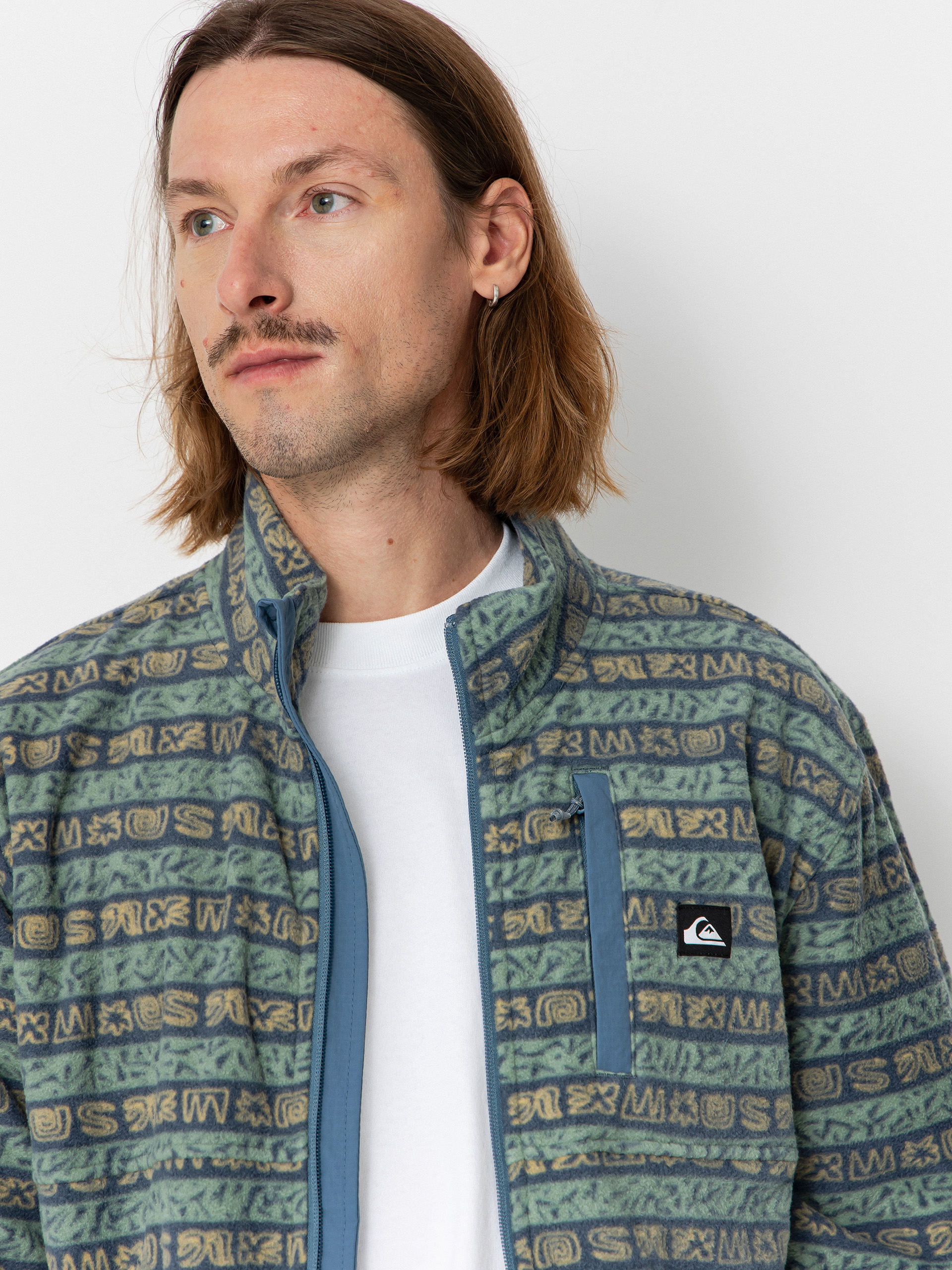 Mens Quiksilver Fleece  No Destination FZ (granite terra stripe)