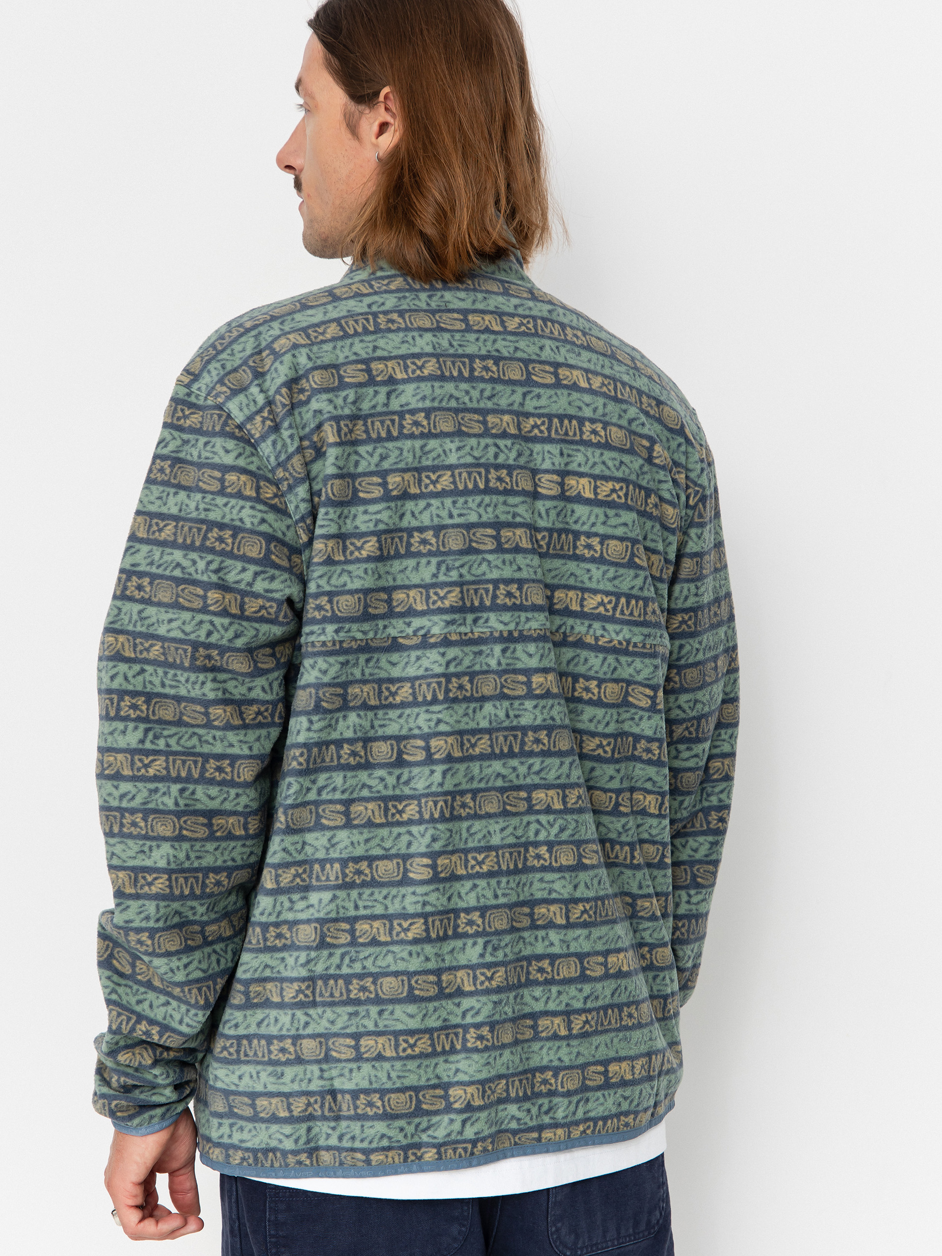 Mens Quiksilver Fleece  No Destination FZ (granite terra stripe)