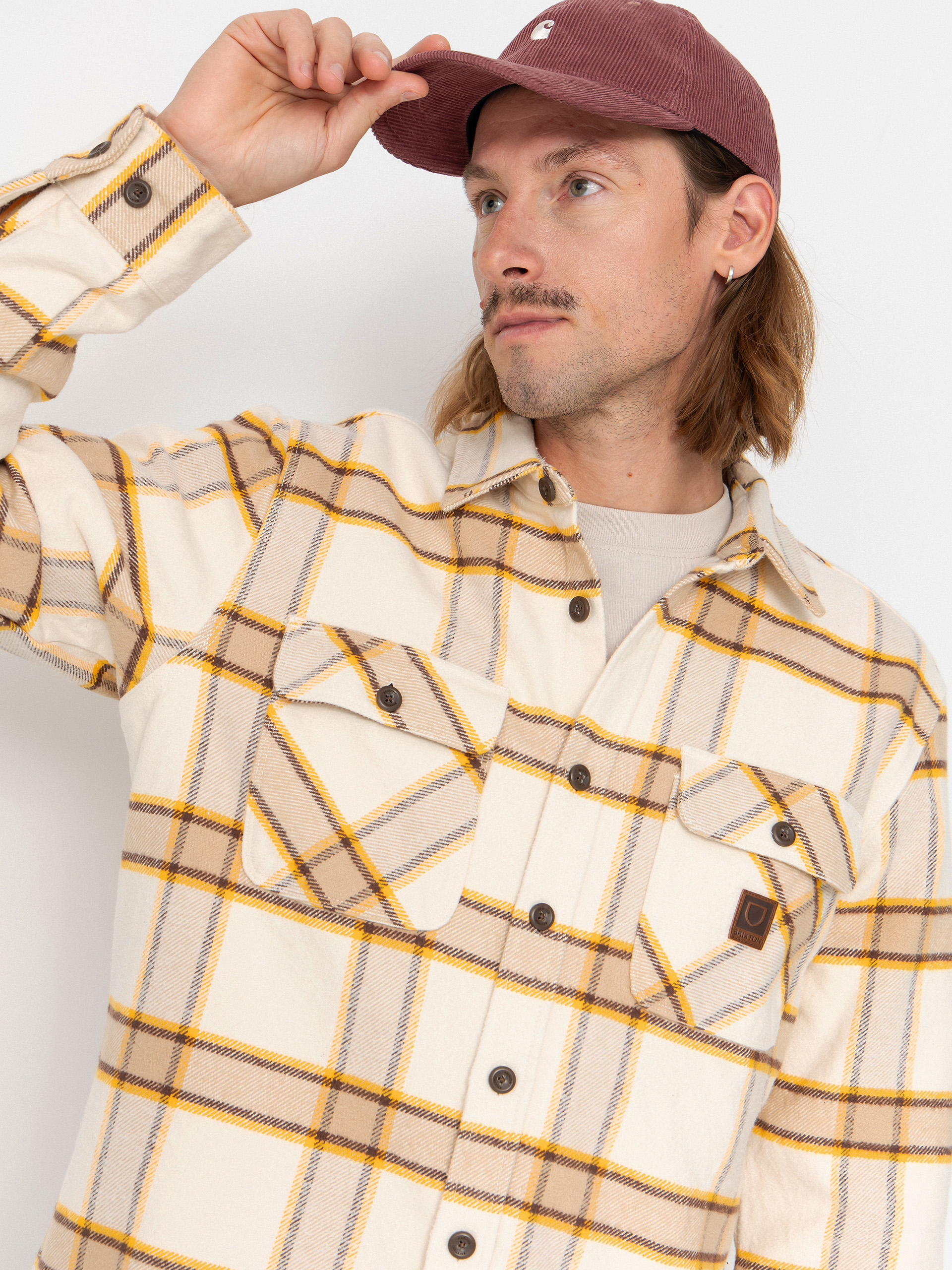 Brixton Bowery Heavy Weight Flanne Hemd (whitecap/pineconebrown/saffron)