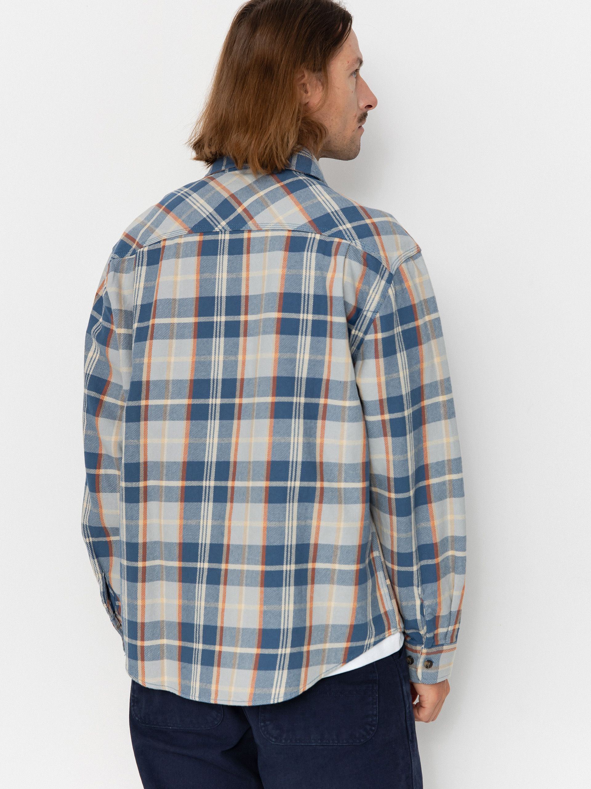Brixton Vintage Wash Flannel Shirt (blue/soft blue/orange)