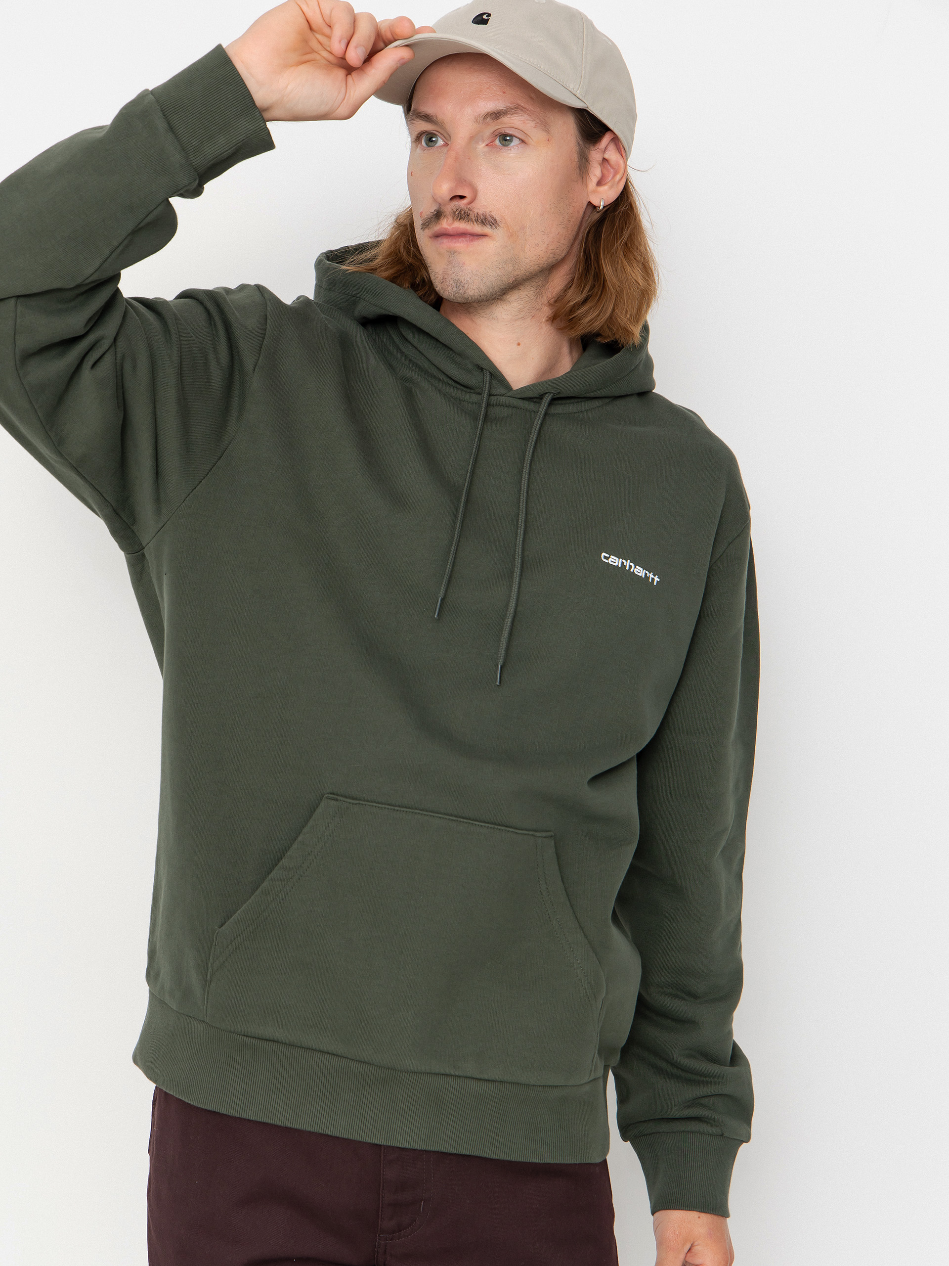 Carhartt WIP Hoodie Script Embroidery HD - green (opuntia/white)