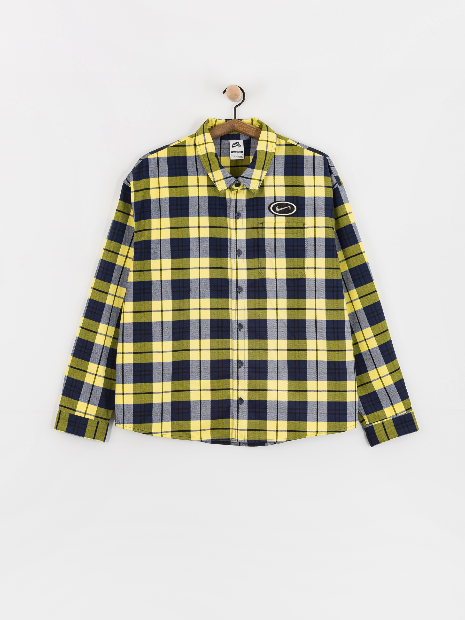 Nike SB Shirt Flnnl Koston yellow, navy blue (midnight navy