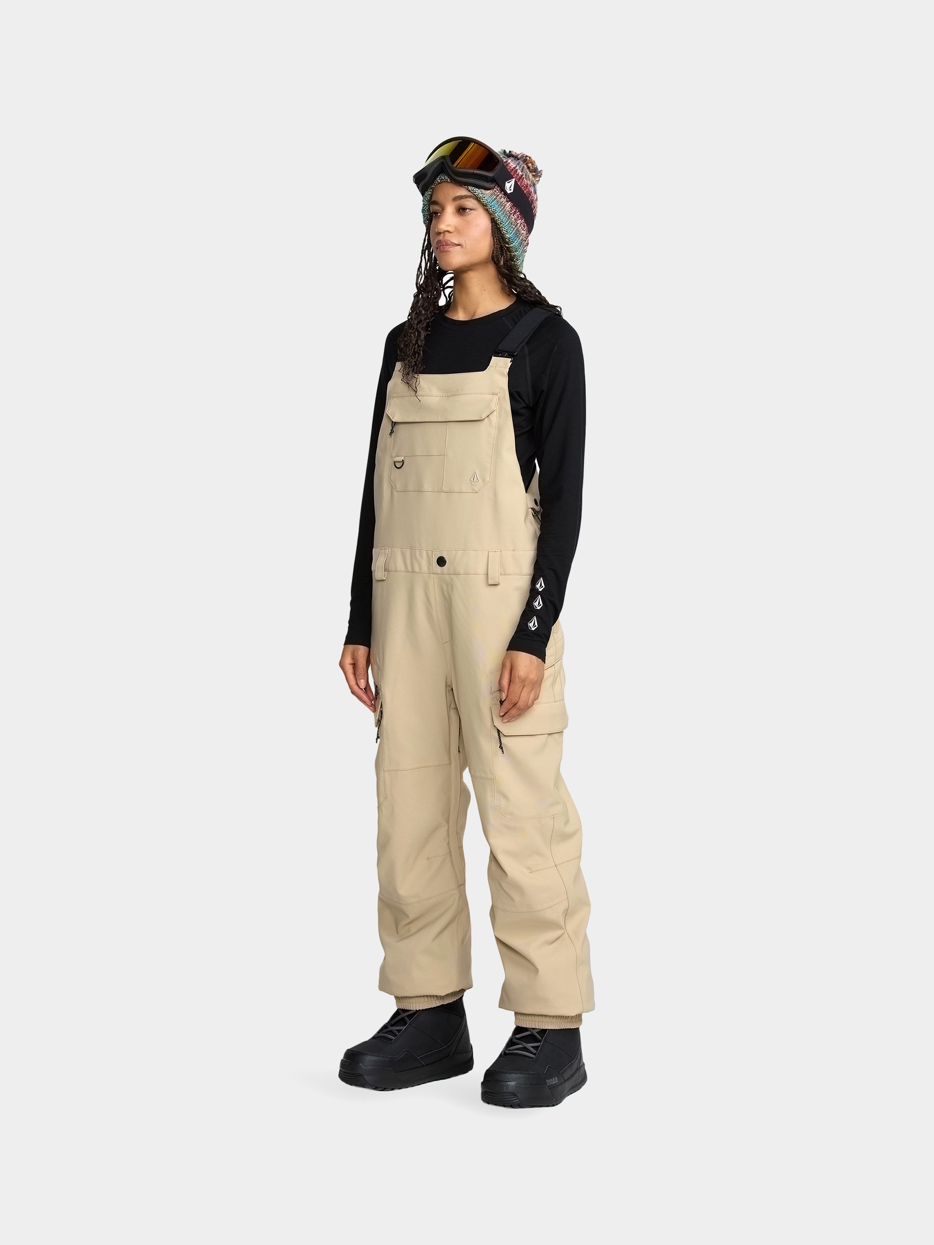 Womens Volcom Snowboard pants Creston 3D Stretch Bib Overall (oatmeal)