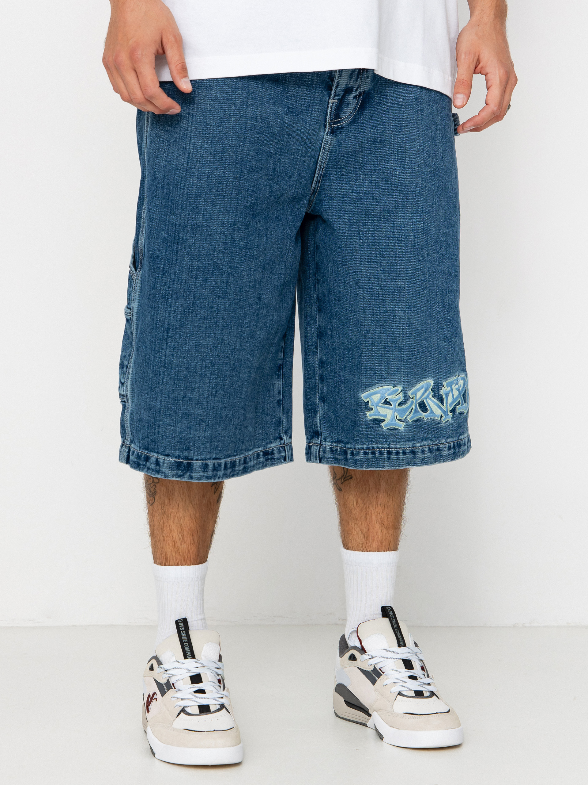 RipNDip Ace Ultra Wide Leg Shorts (medium wash)