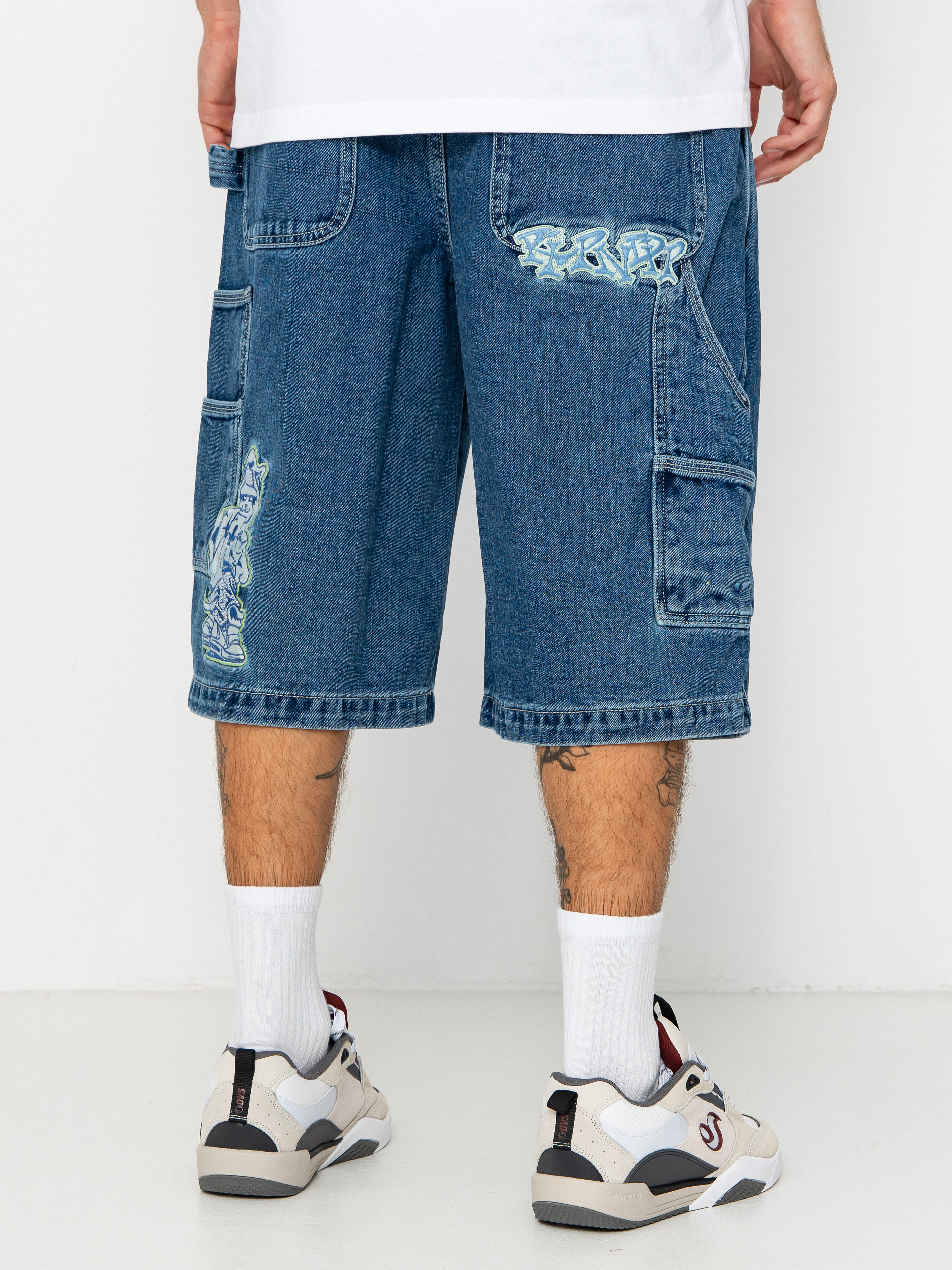 RipNDip Ace Ultra Wide Leg Shorts (medium wash)