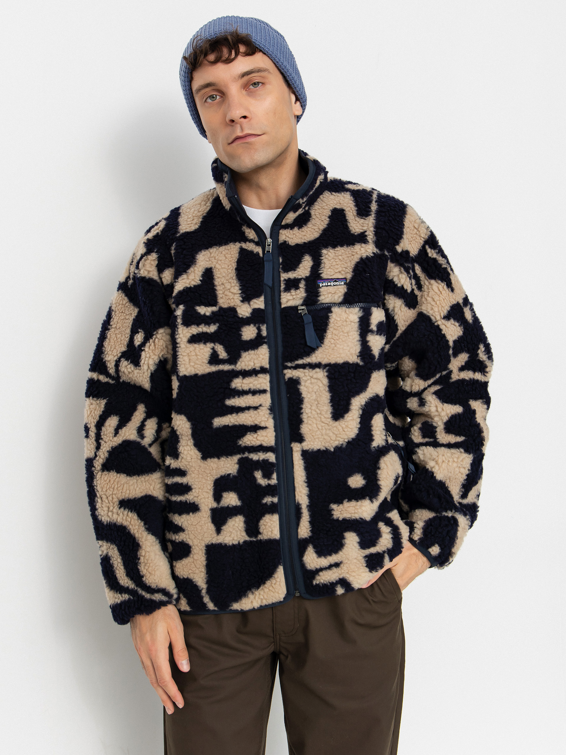 Patagonia Natural Blend Retro Cardigan Sweatshirt - black, beige 