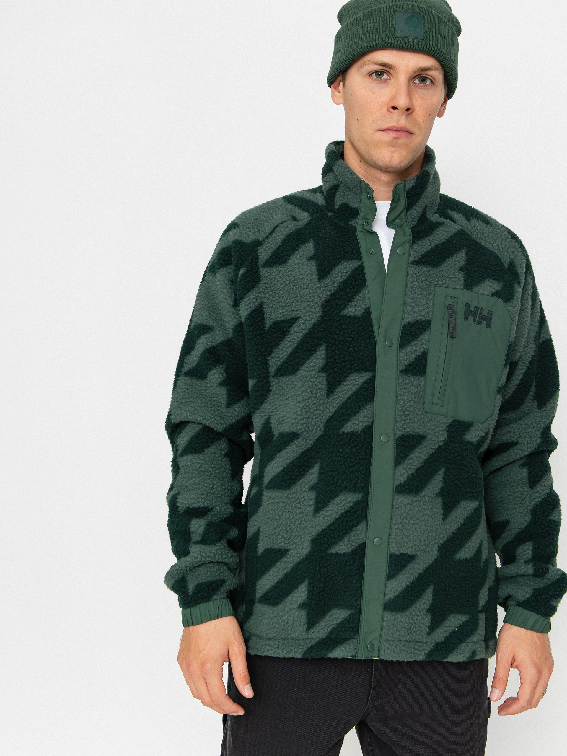 Helly Hansen Fleece Jacke Panorama Printed Pile Snap (jungle green houndstooth a)