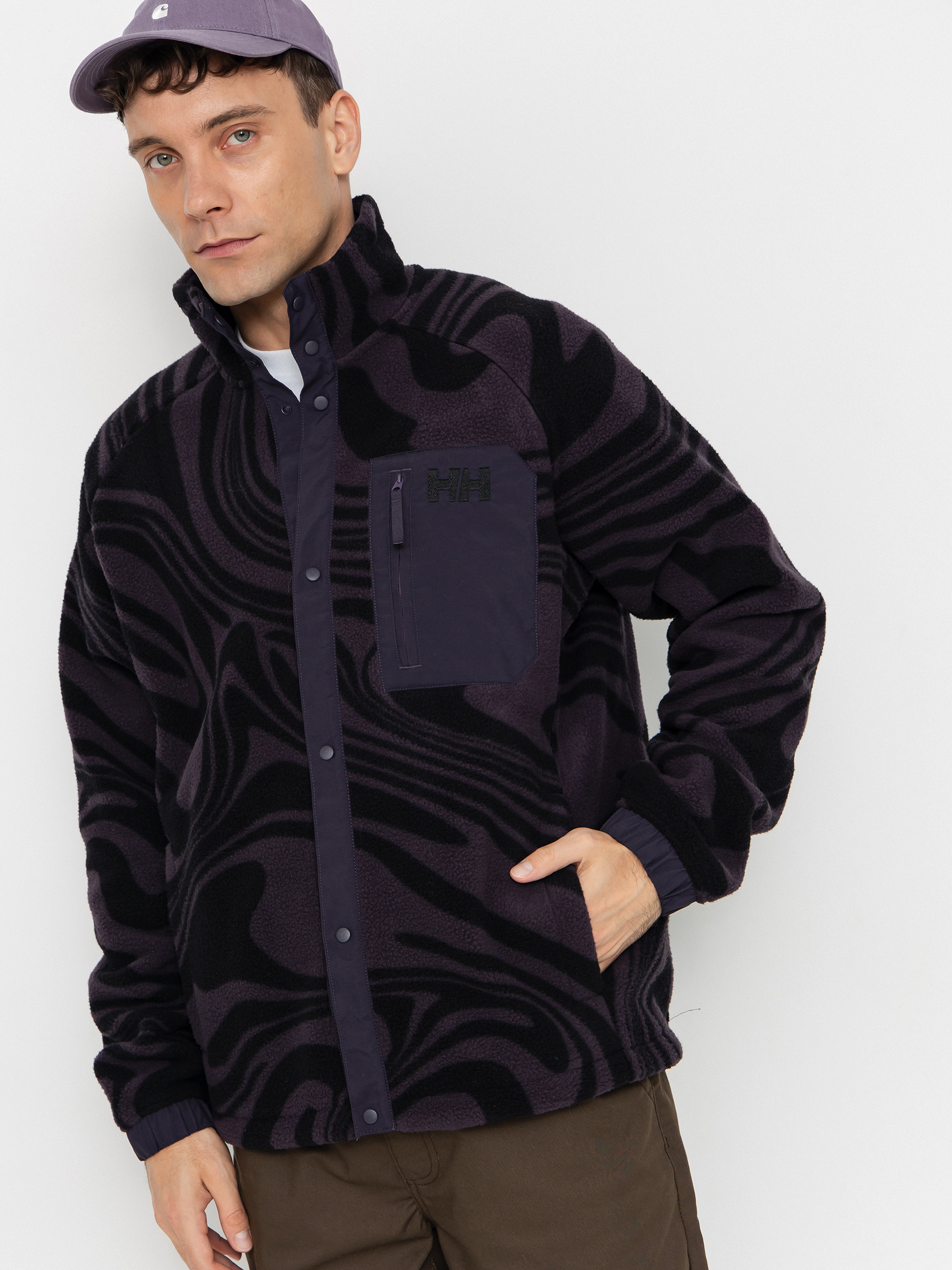 Helly Hansen Fleece Panorama Printed Pile Snap - black, violet