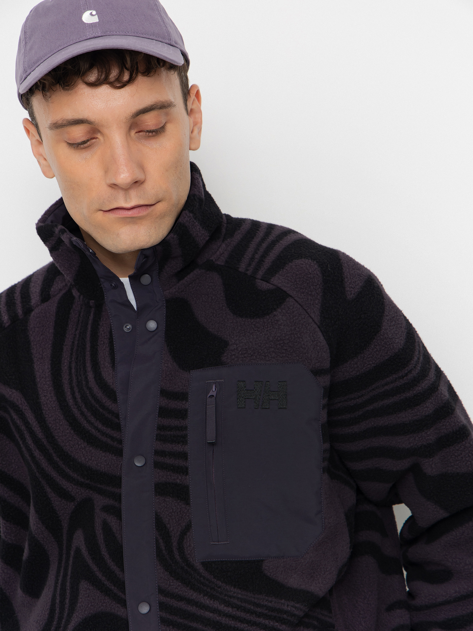 Herren Helly Hansen Fleece Jacke Panorama Printed Pile Snap (black grape swirl aop)