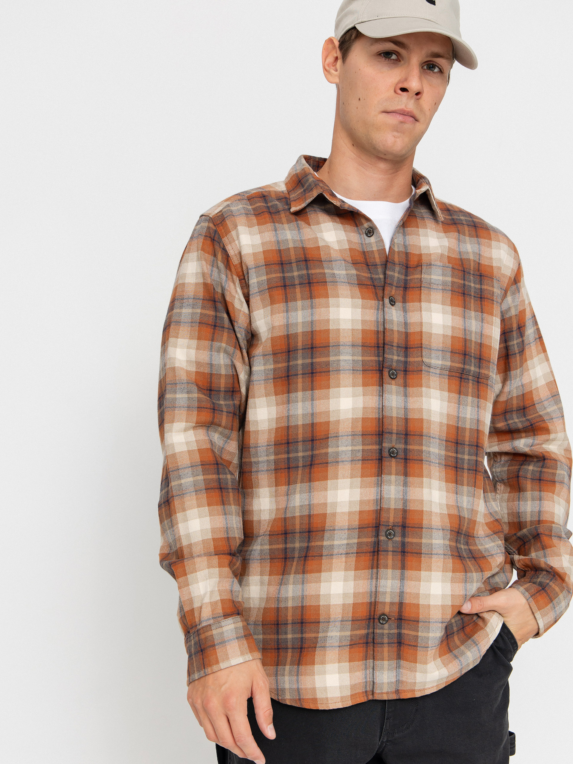 Royal Robbins Lieback Organic Cotton Flannel Shirt (rust brown dipsea pld)