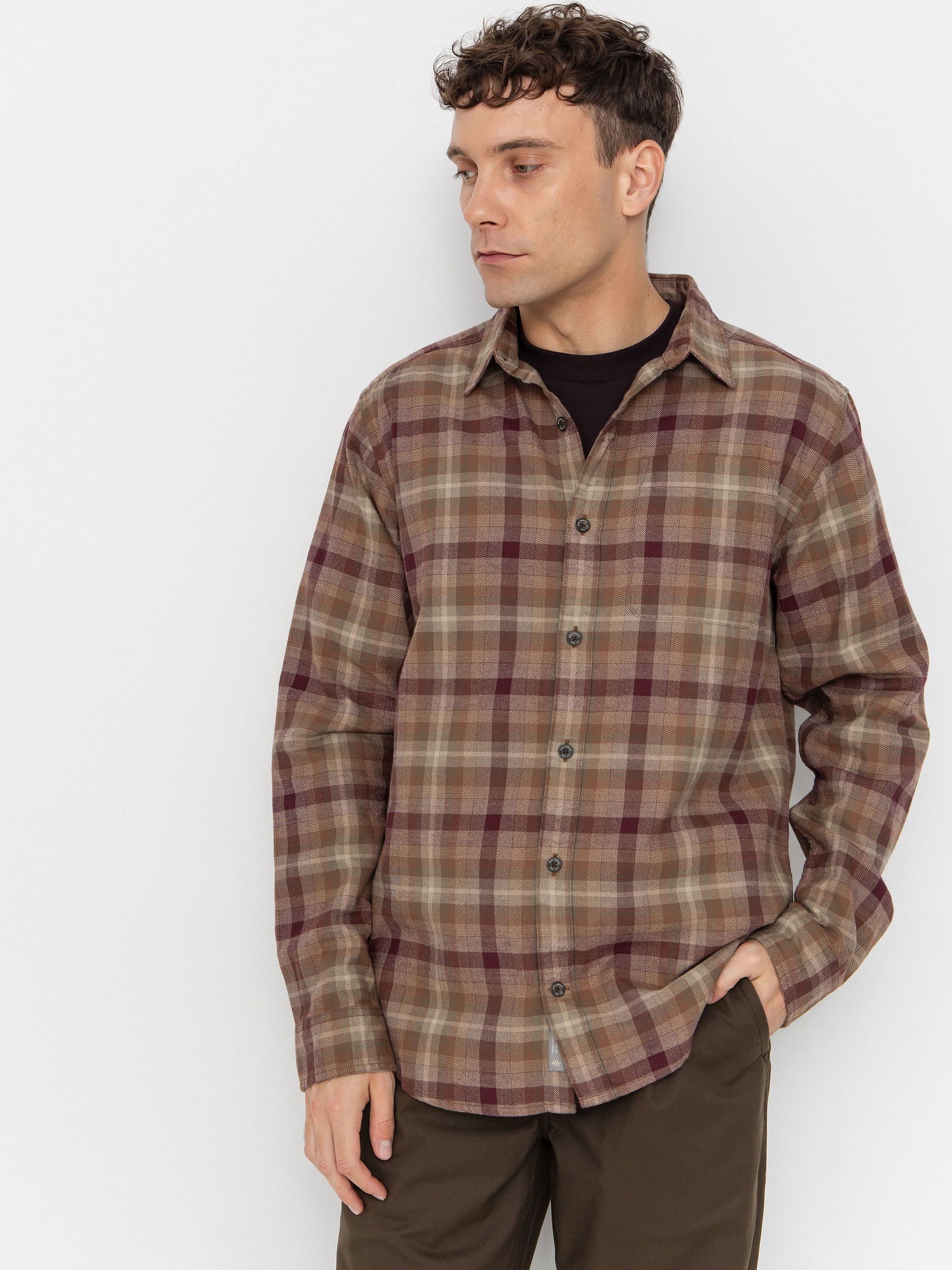 Royal Robbins Lieback Organic Cotton Flannel Shirt - brown, green