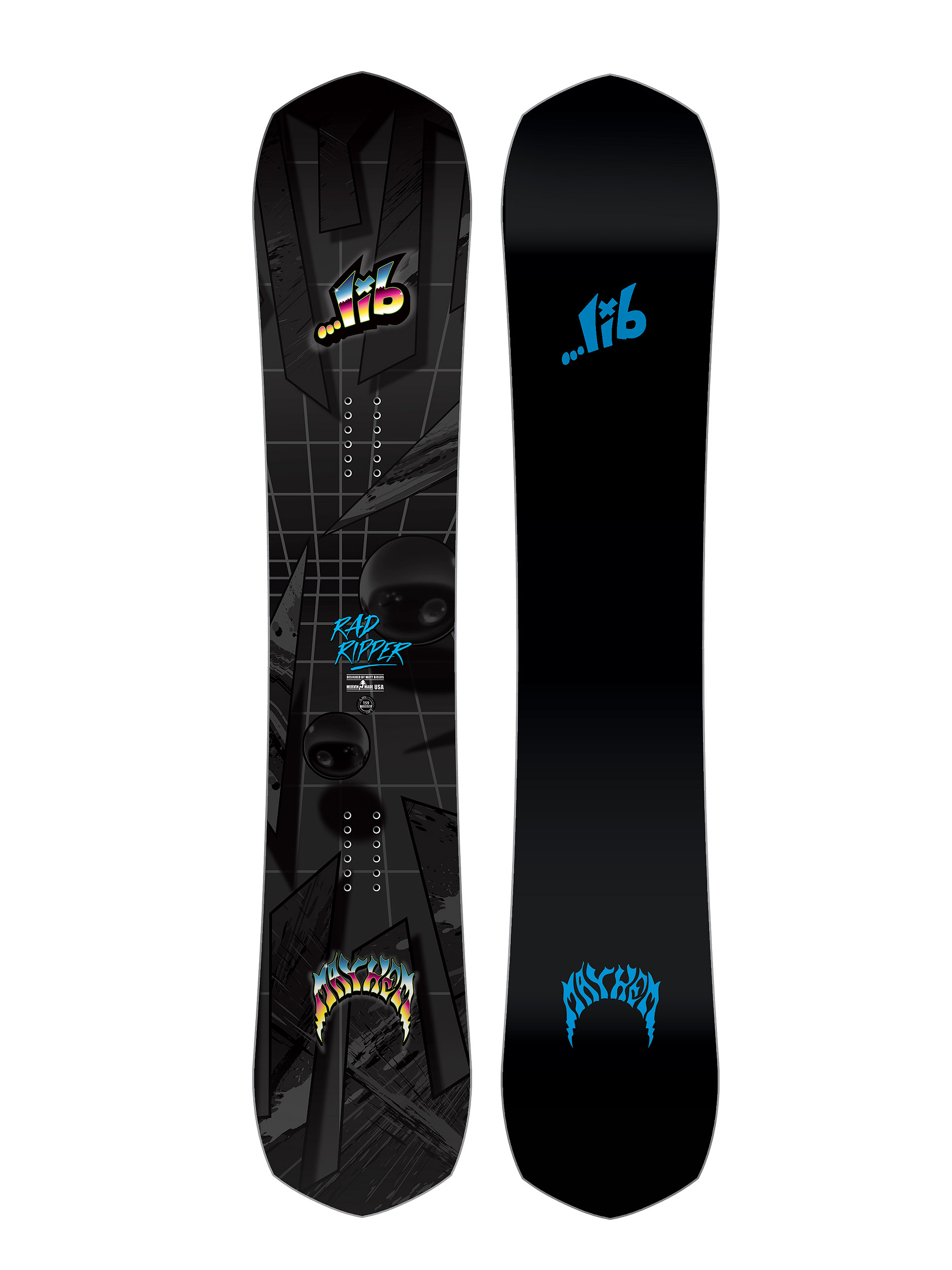 Mens Lib Tech Mayhem Rad Ripper Snowboard (black/blue)