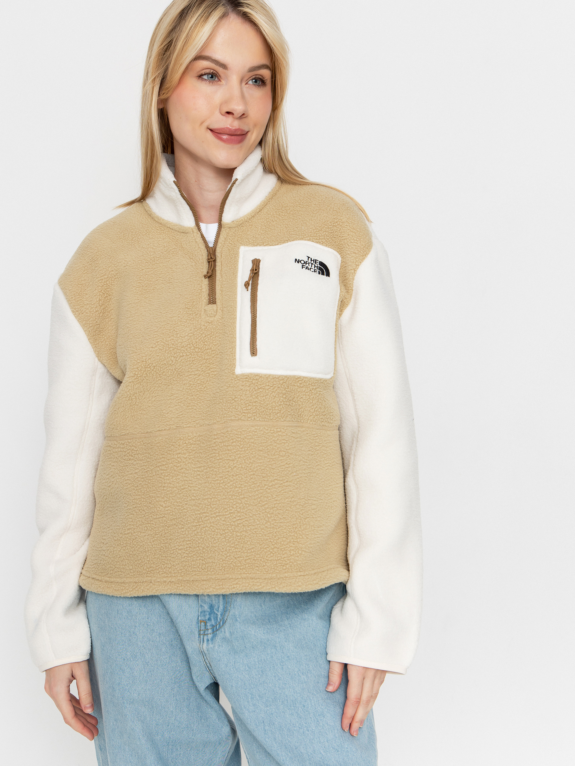 The North Face Yumiori 1/4 Zip Fleece  (khaki stone/white dune/)