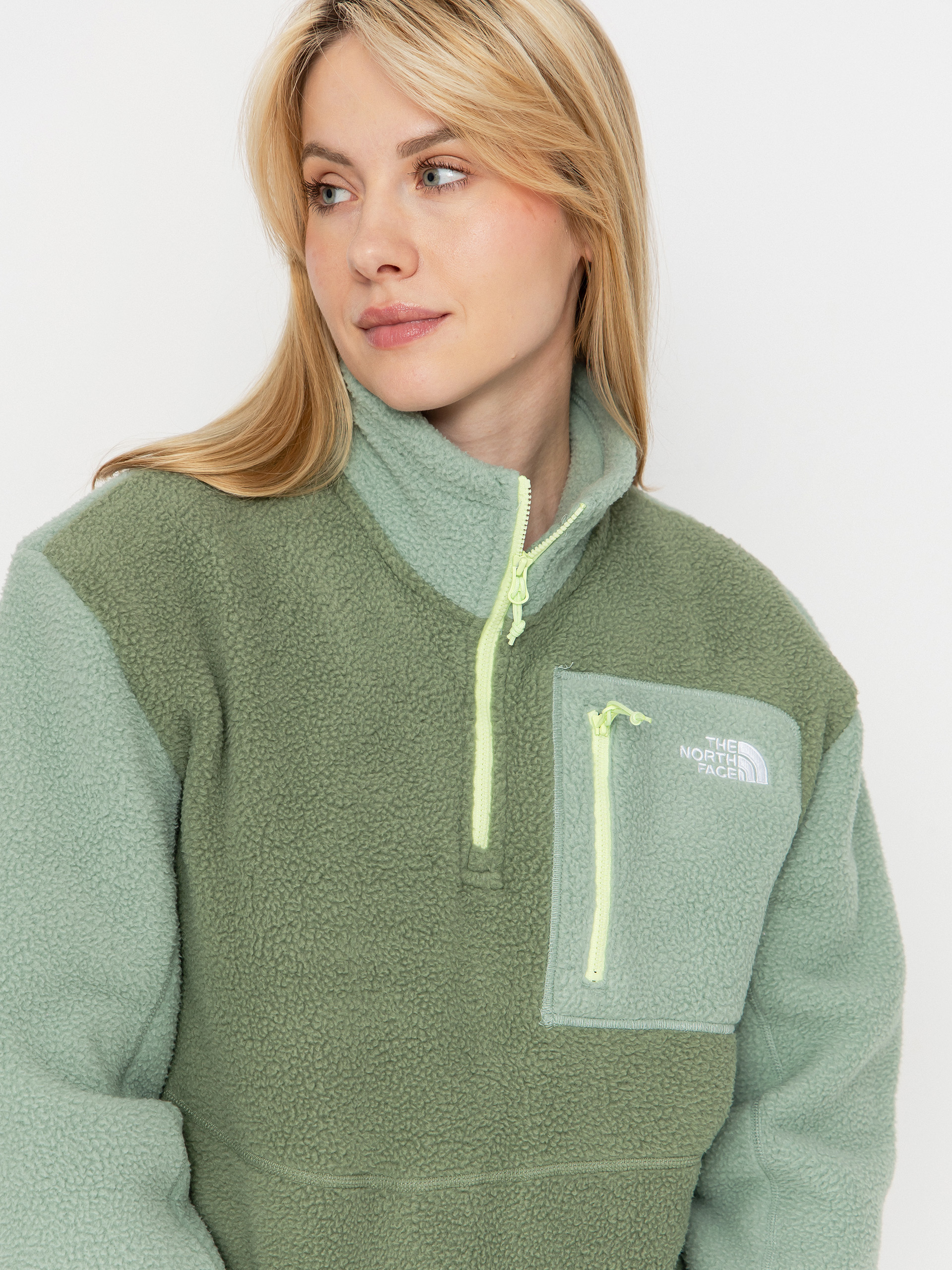 Mens The North Face Yumiori 1/4 Zip Fleece  (bark mist/slate moss/as)