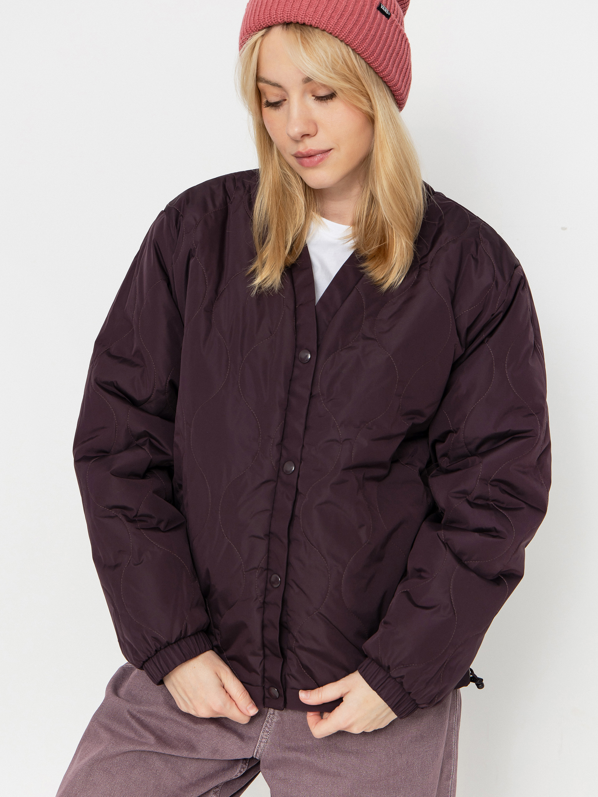 Vans Suffolk Cheetah Check Pile Coat Wmn Mantel (dark port)