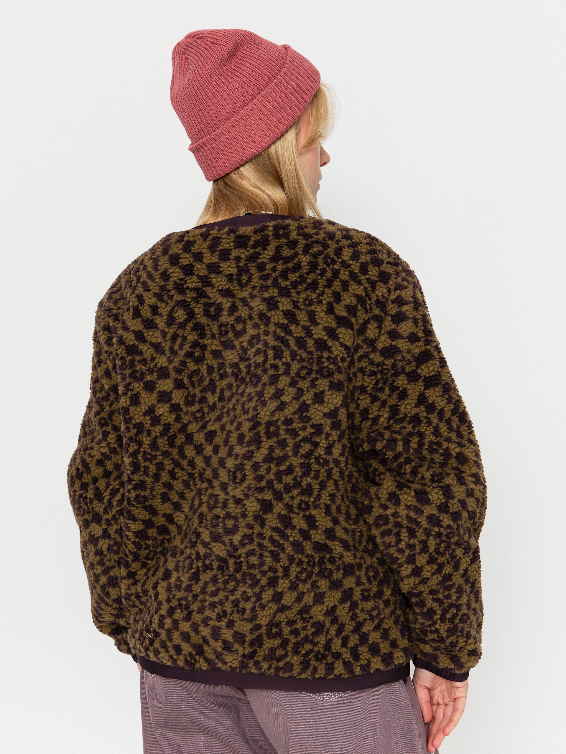 Vans Suffolk Cheetah Check Pile Coat Wmn Mantel (dark port)