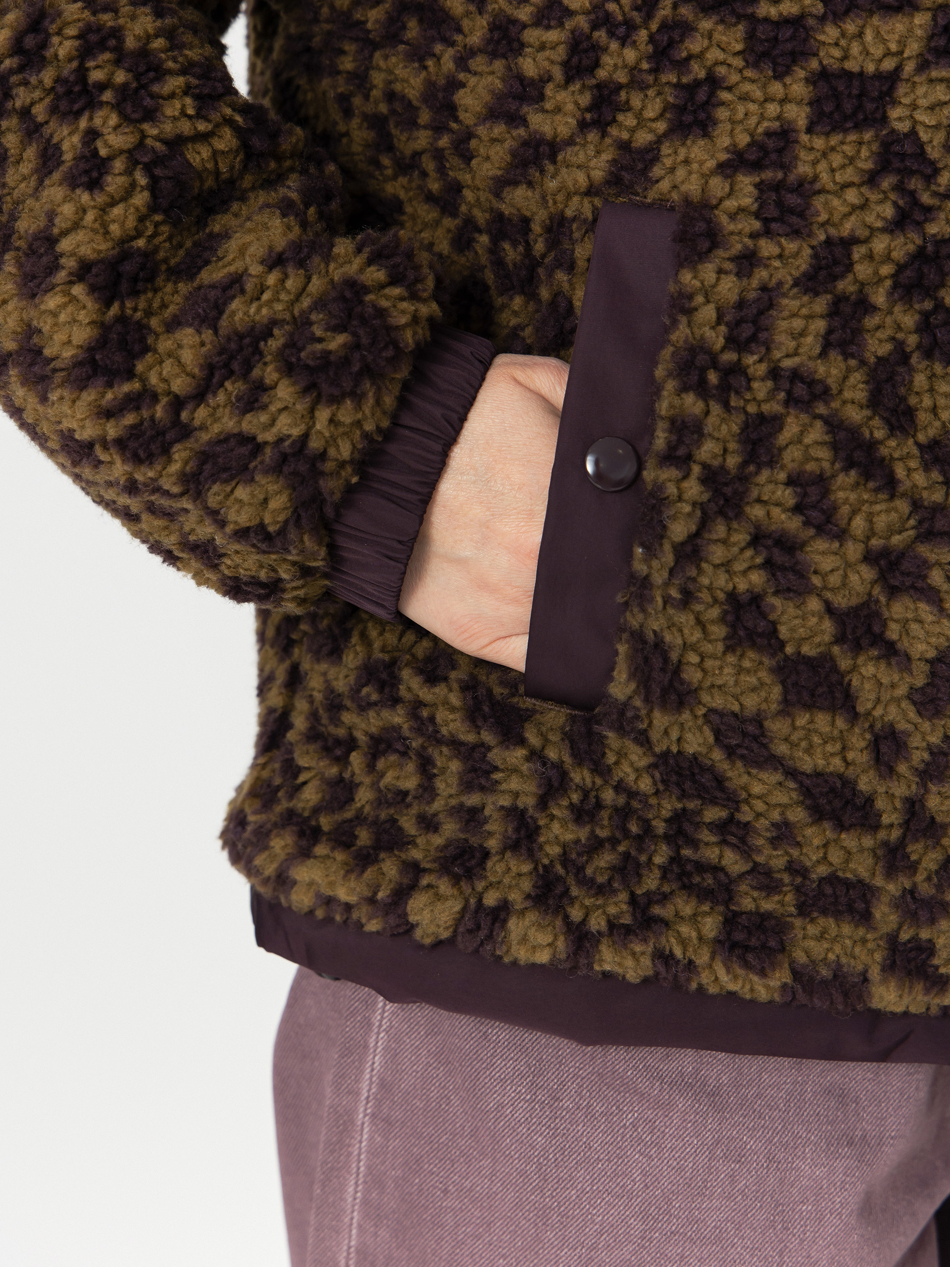 Vans Suffolk Cheetah Check Pile Coat Wmn Coat (dark port)