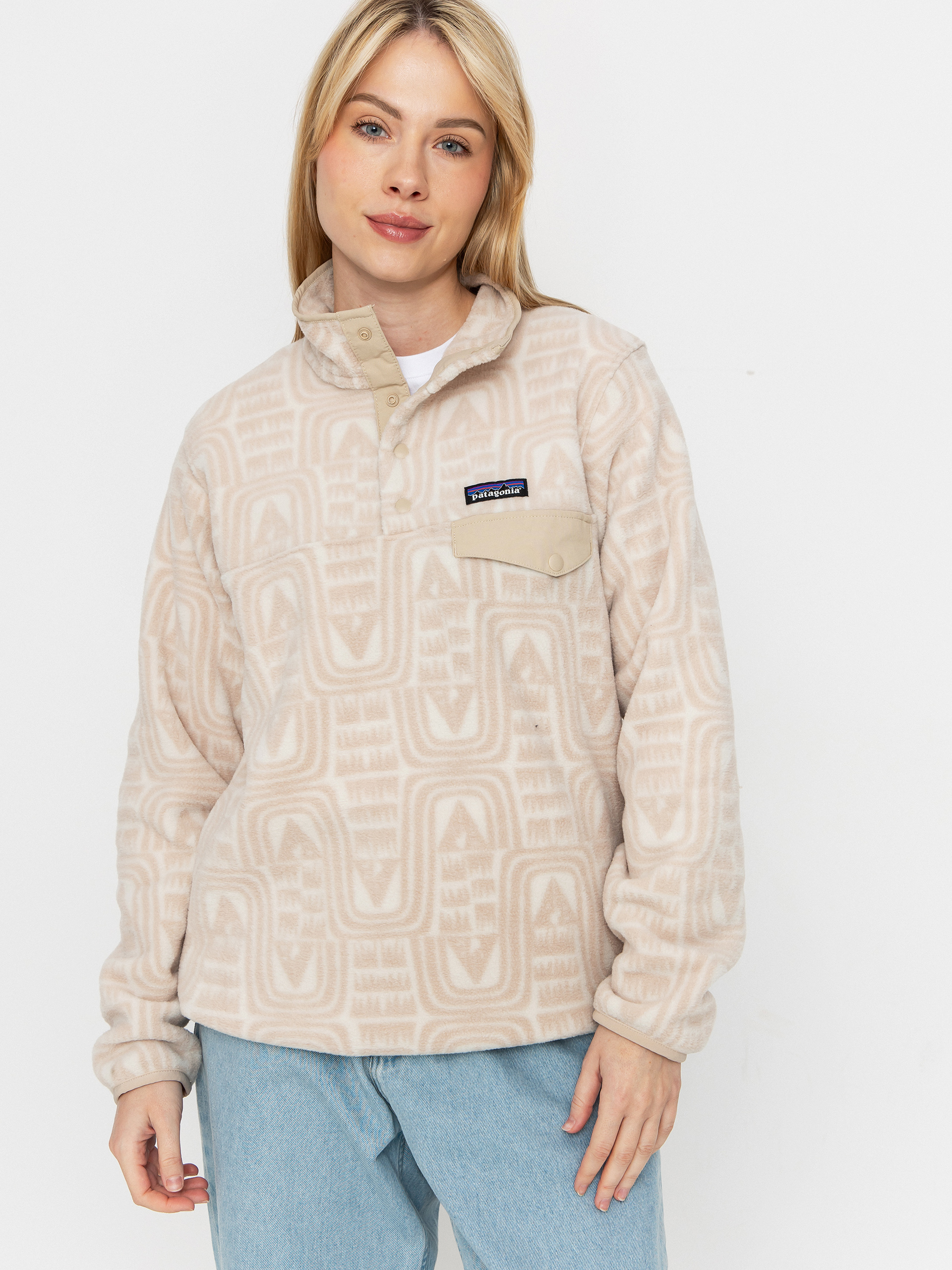 dino13✾14kgf Patagonia LW Synch Snap T Wmn Fleece - beige (flow dyno white)
