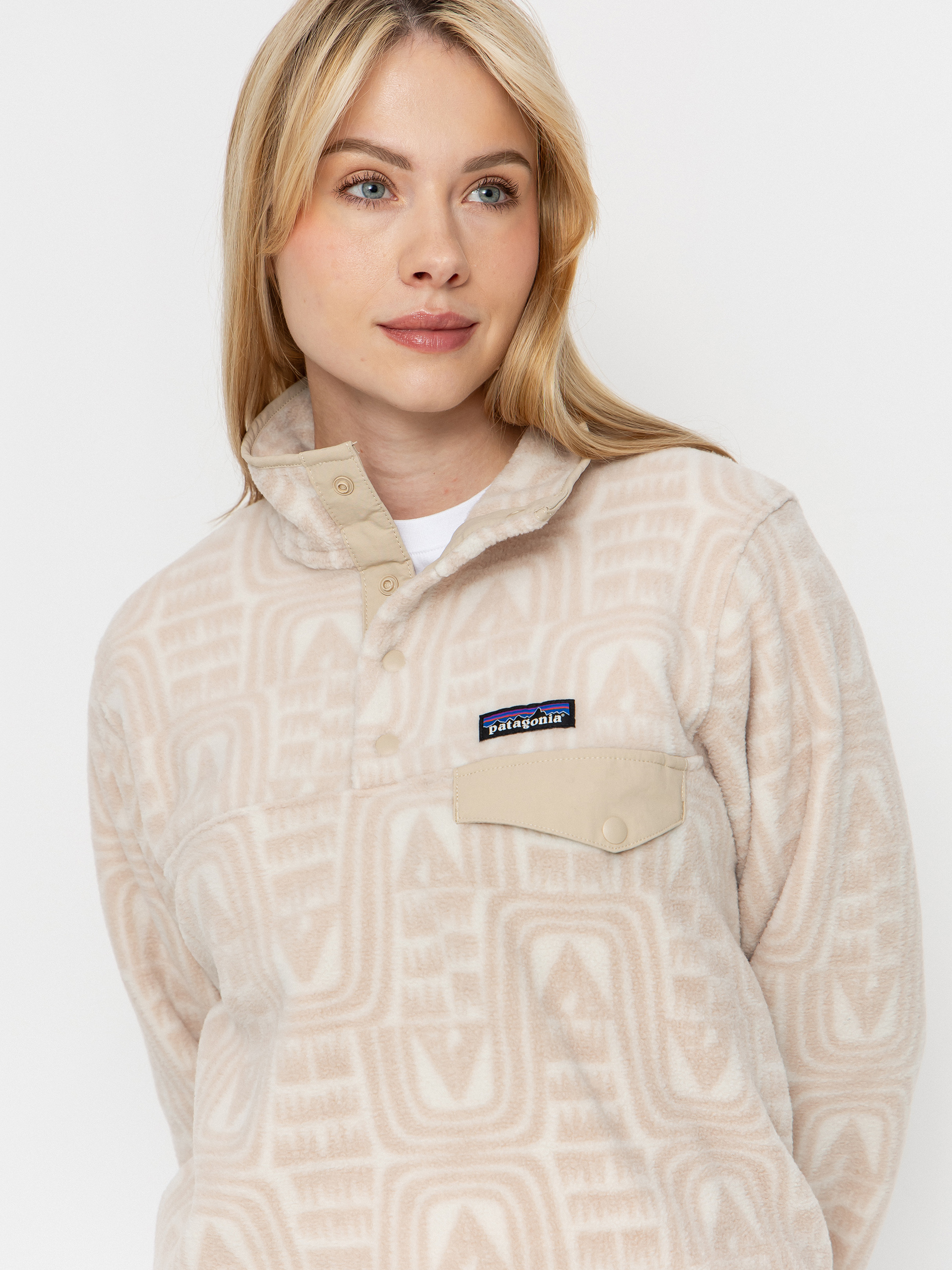Damen Patagonia LW Synch Snap T Fleece Jacke (flow dyno white)