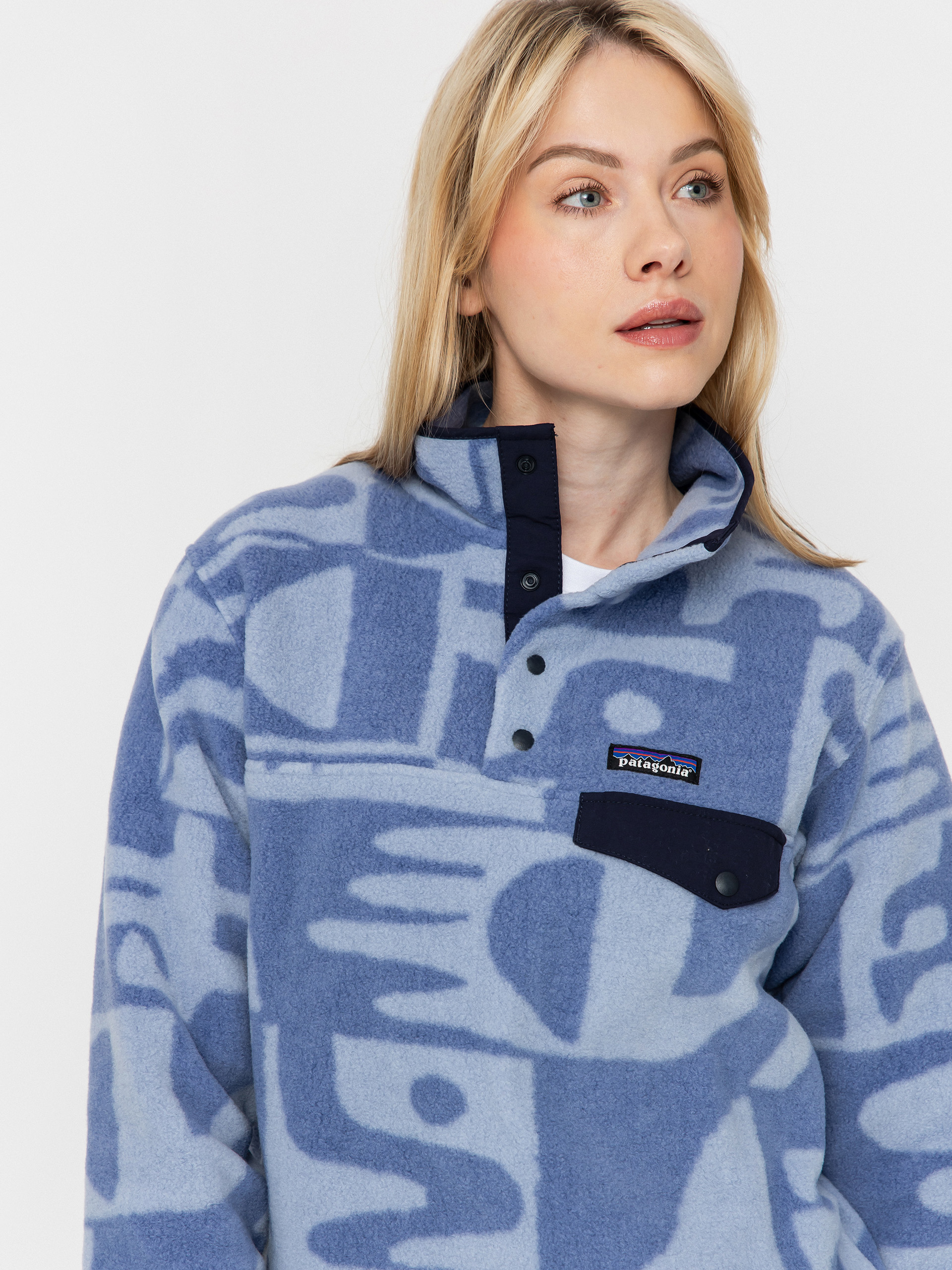 Womens Patagonia LW Synch Snap T Fleece  (mother tree barnacle blue)