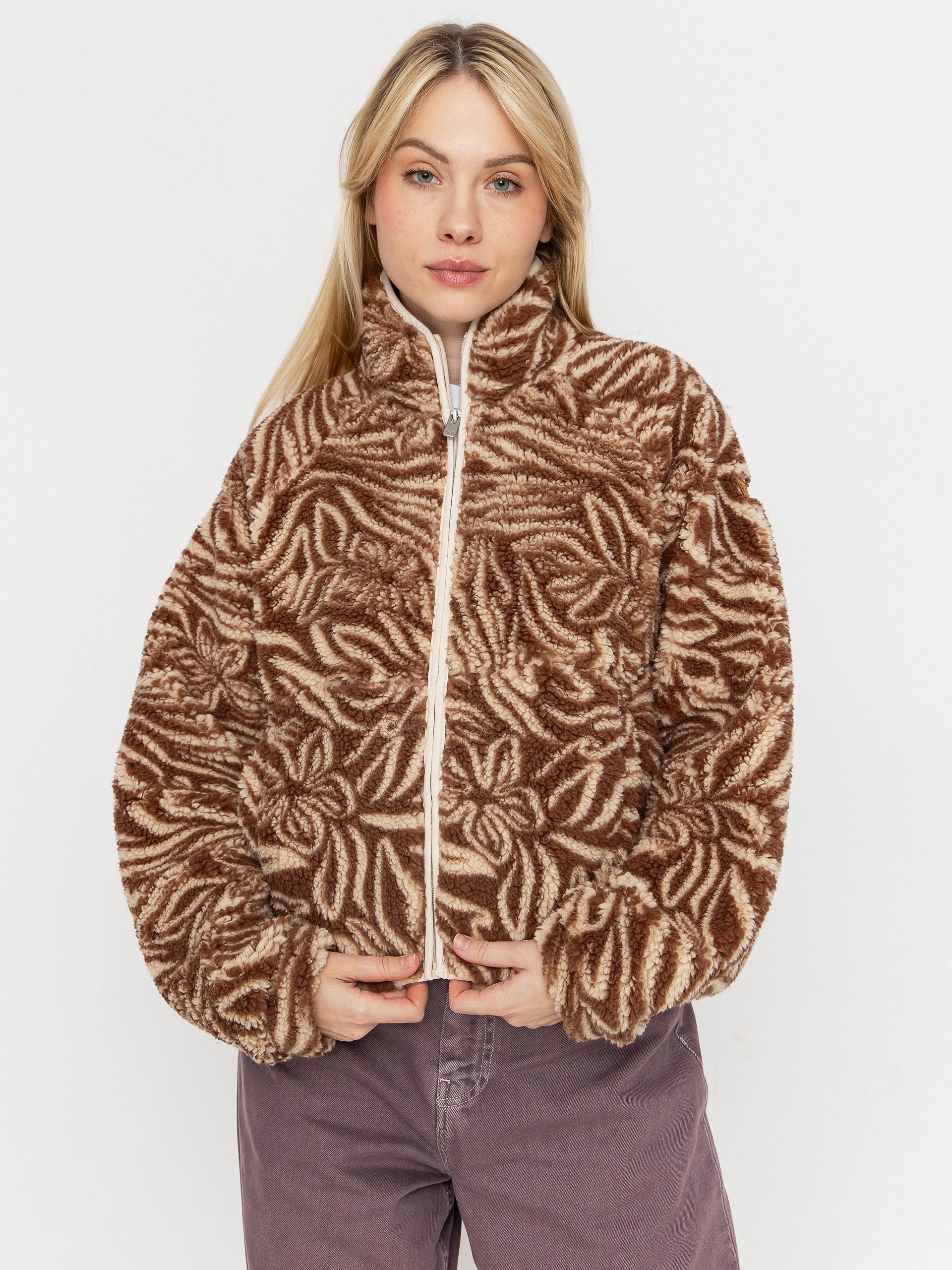 Roxy Blurry Cloud Print Wmn Fleece Jacke (parchment animal floral big)