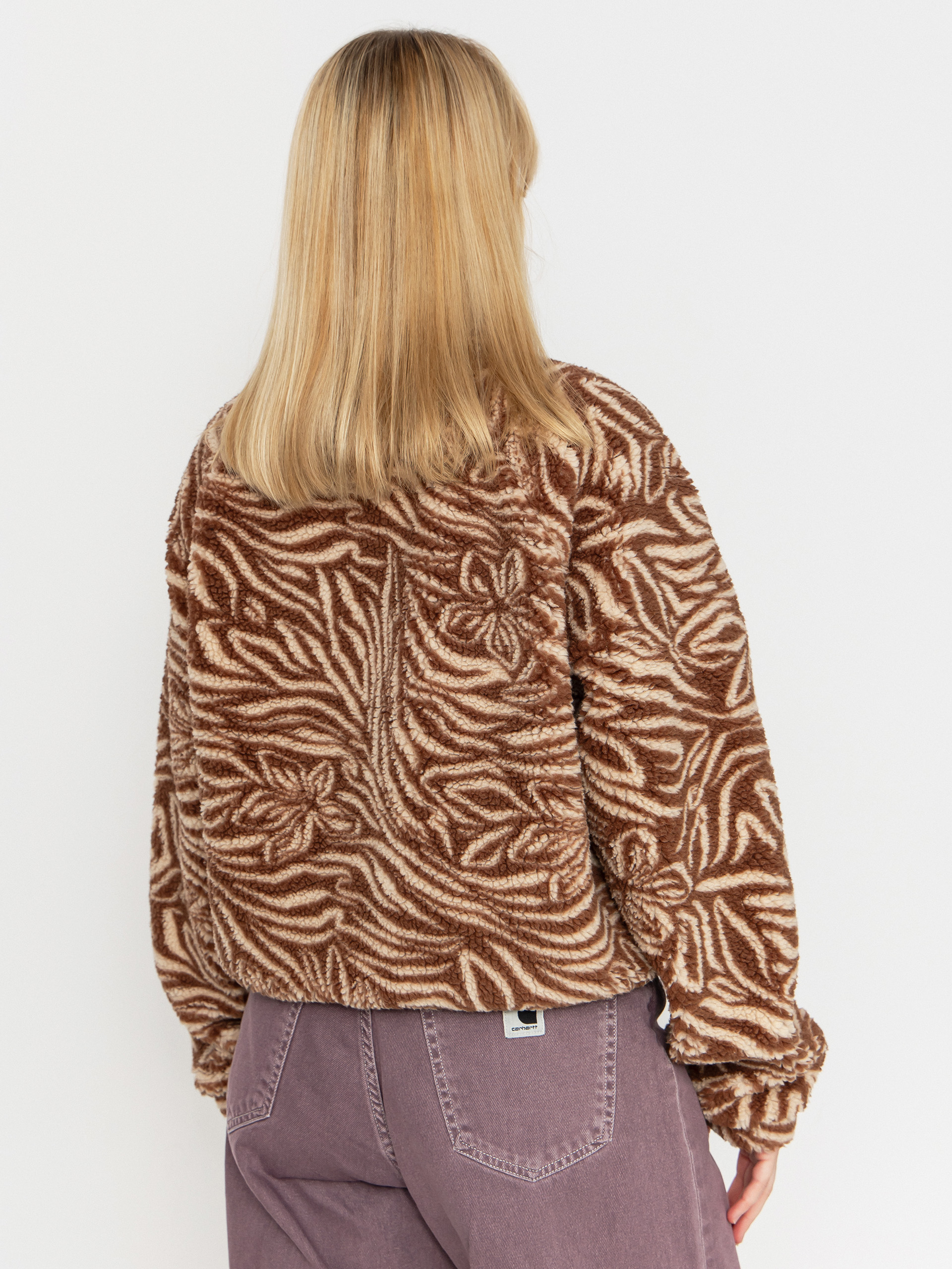 Damen Roxy Blurry Cloud Print Fleece Jacke (parchment animal floral big)