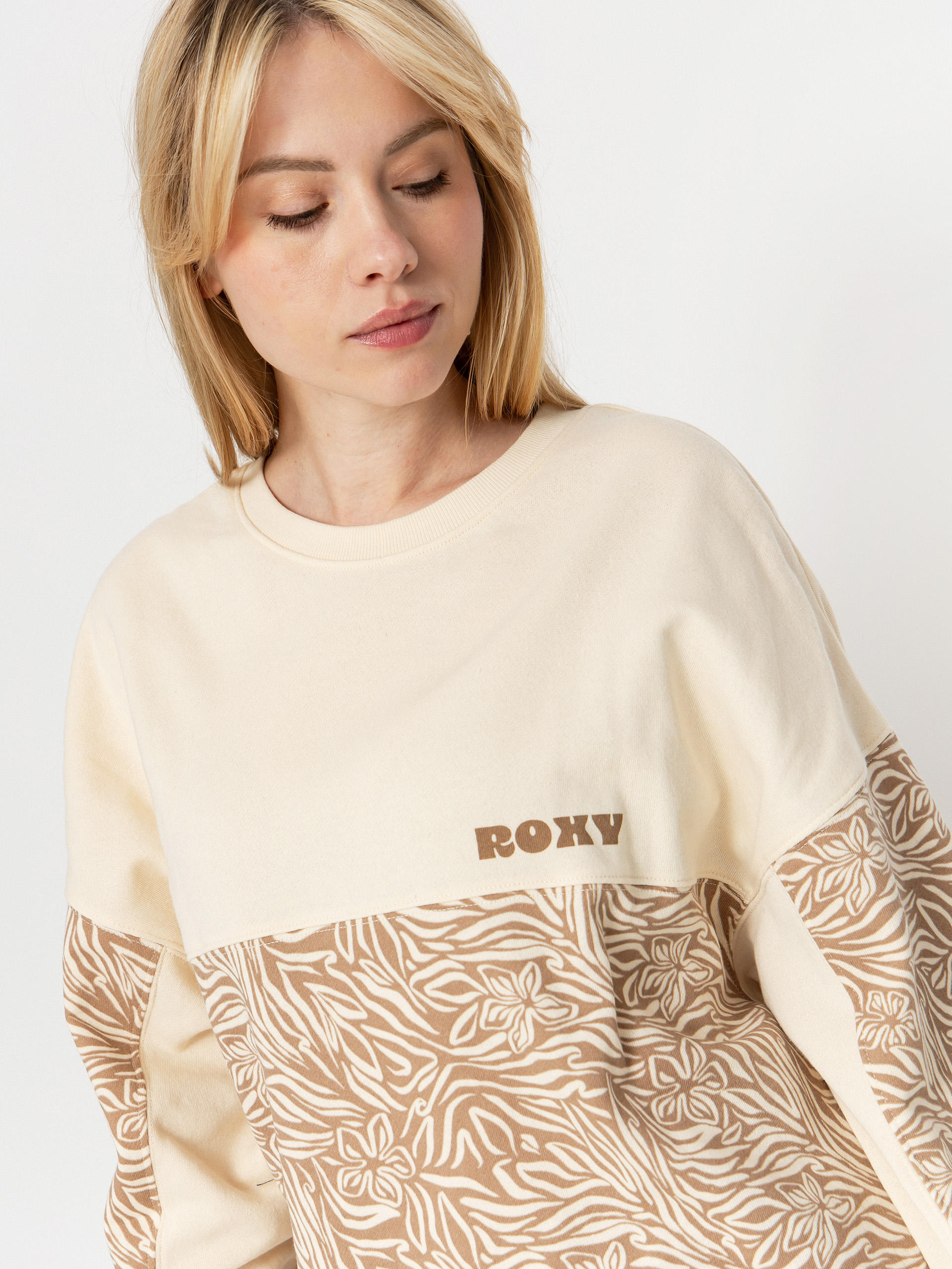 Roxy Gone Wild Block Wmn Sweatshirt (parchment animal floral)