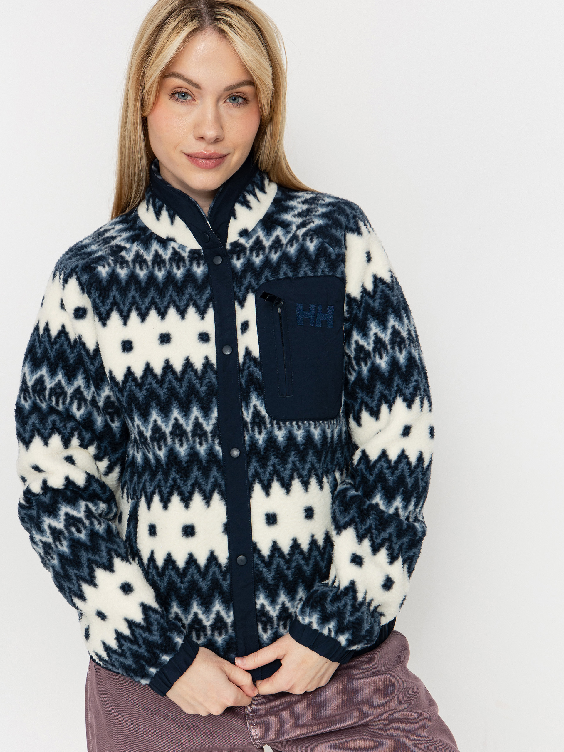 Helly Hansen Fleece Jacke Imperial Printed Pile Snap Wmn (navy nordic aop)