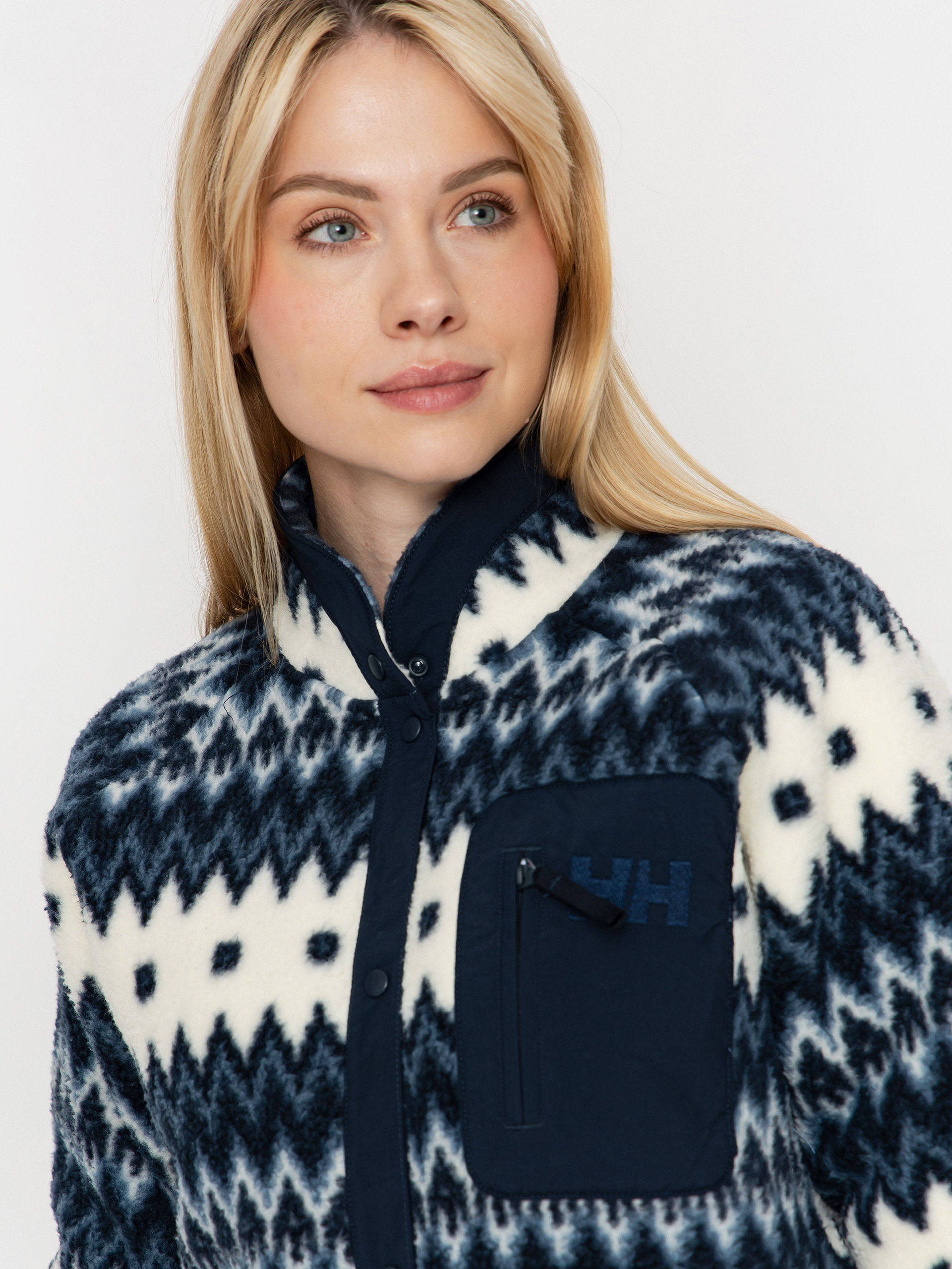 Helly Hansen Fleece Imperial Printed Pile Snap Wmn - white, navy