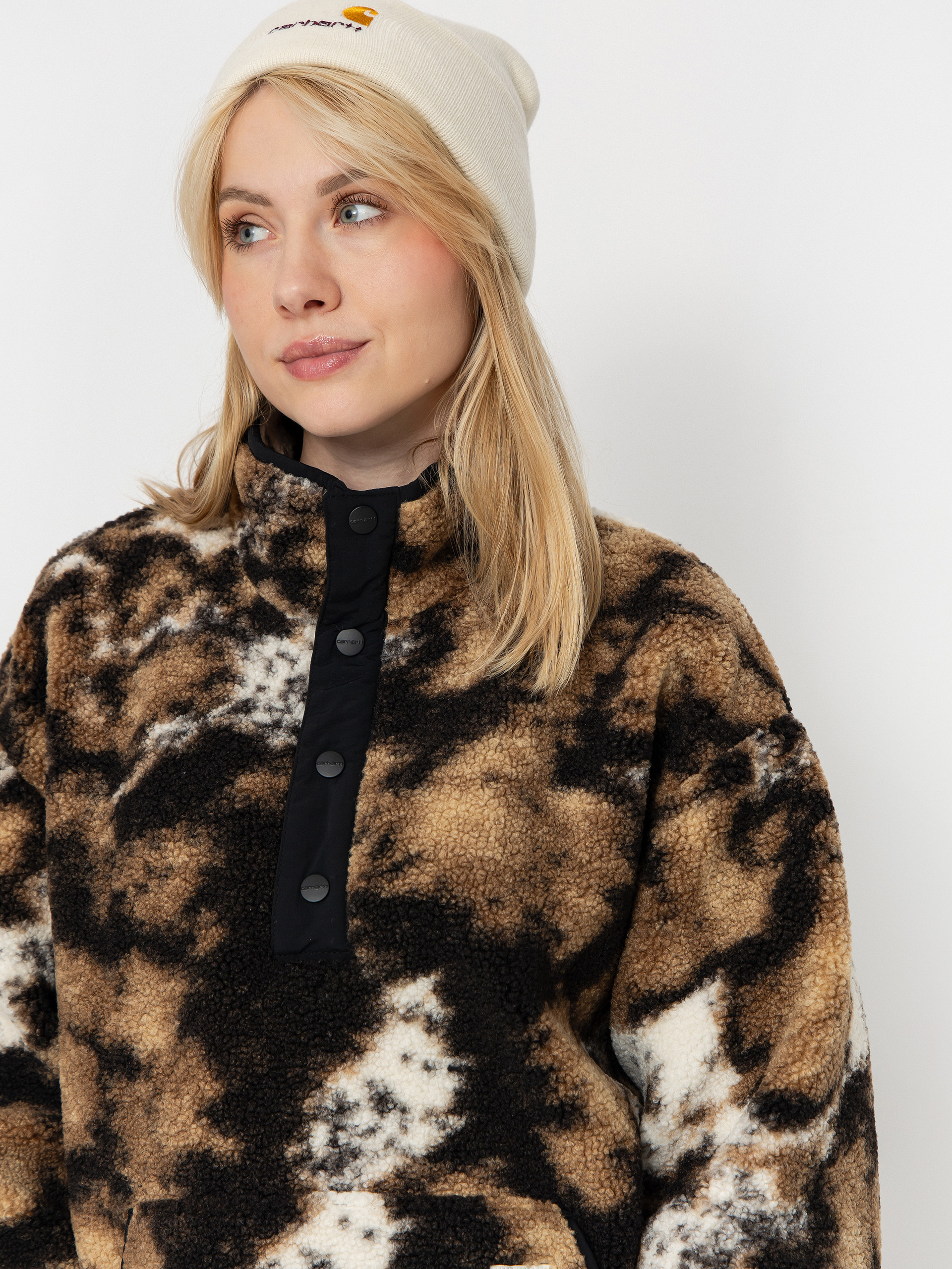 Damen Carhartt WIP Fleece Jacke Elliot (wild dog jacquard/black)