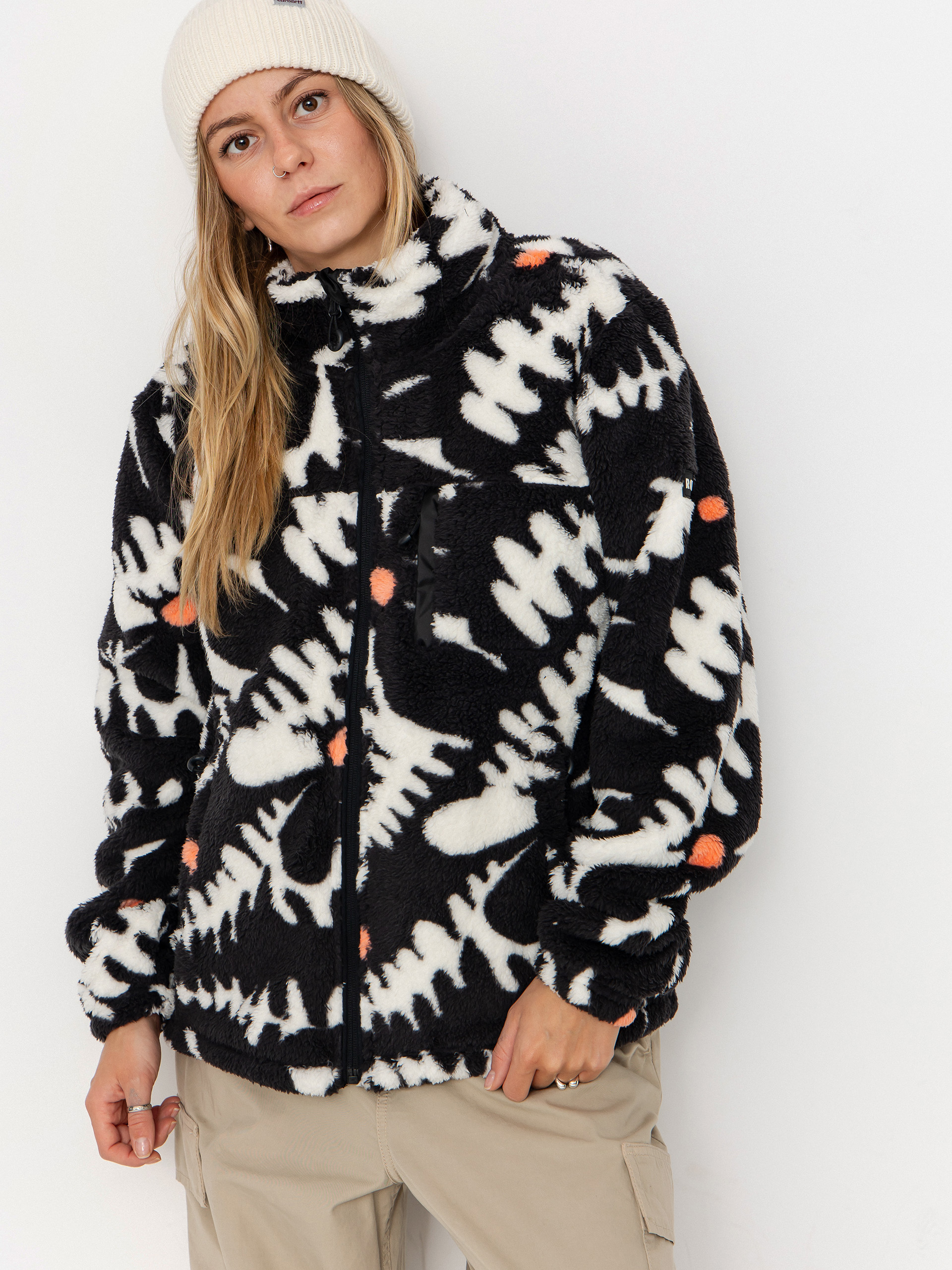 Roxy Alabama Full Zip Printed Wmn Fleece - white, black