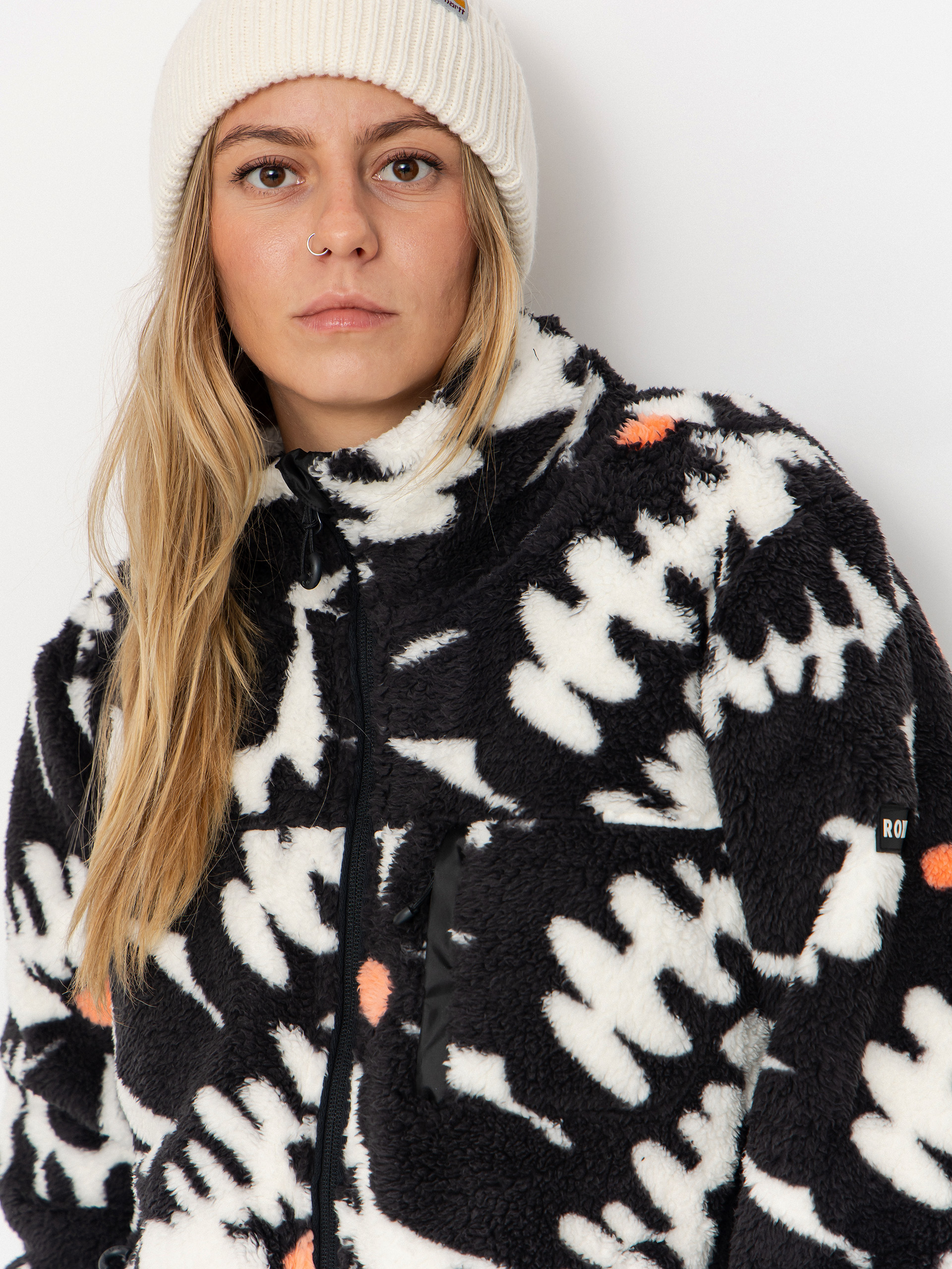 Roxy Alabama Full Zip Printed Wmn Fleece - white, black