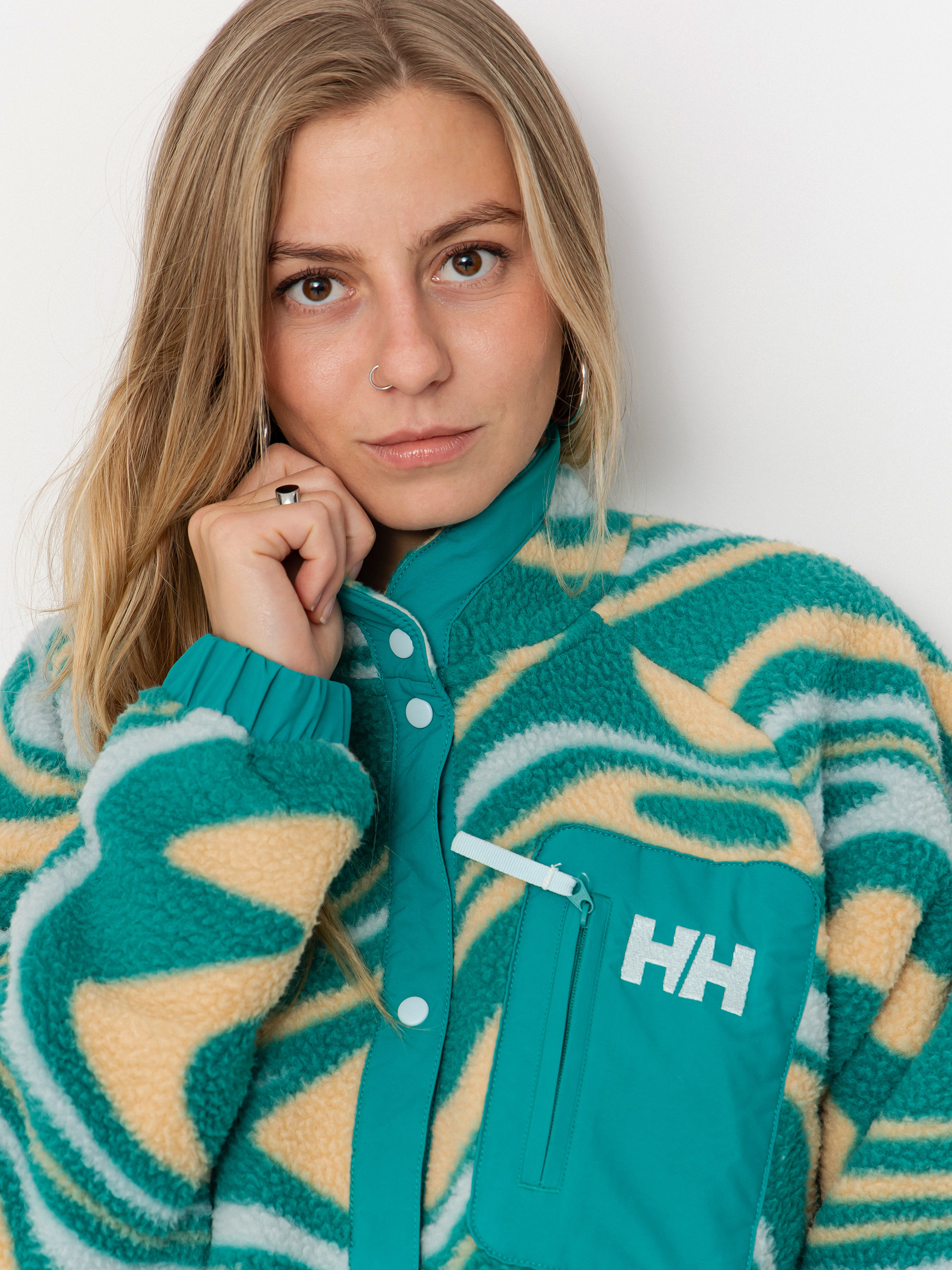 Womens Helly Hansen Fleece  Imperial Printed Pile Snap (barely blue swirl aop)