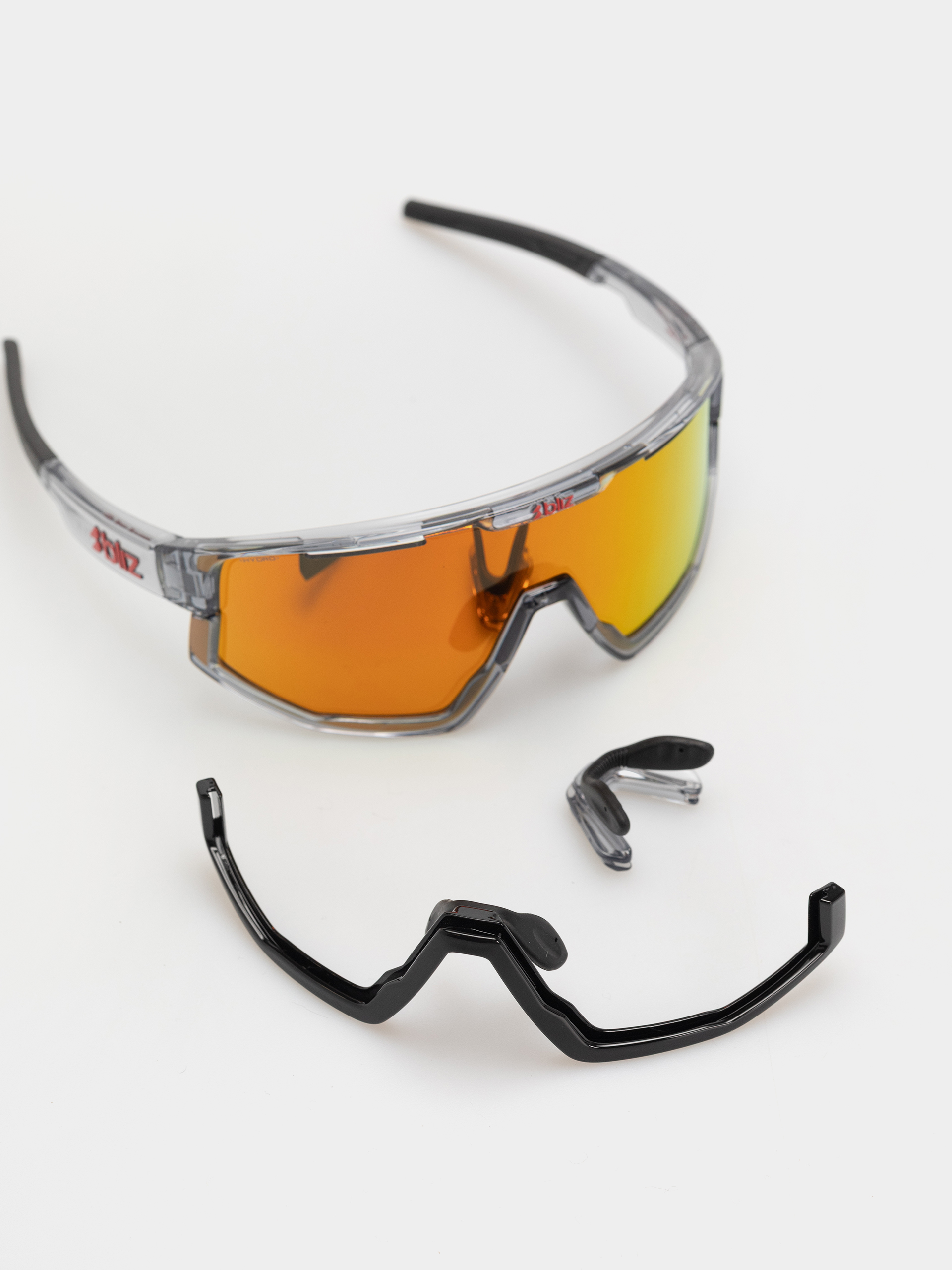 Bliz Fusion Sunglasses (transparent dark grey/brow w red multi)