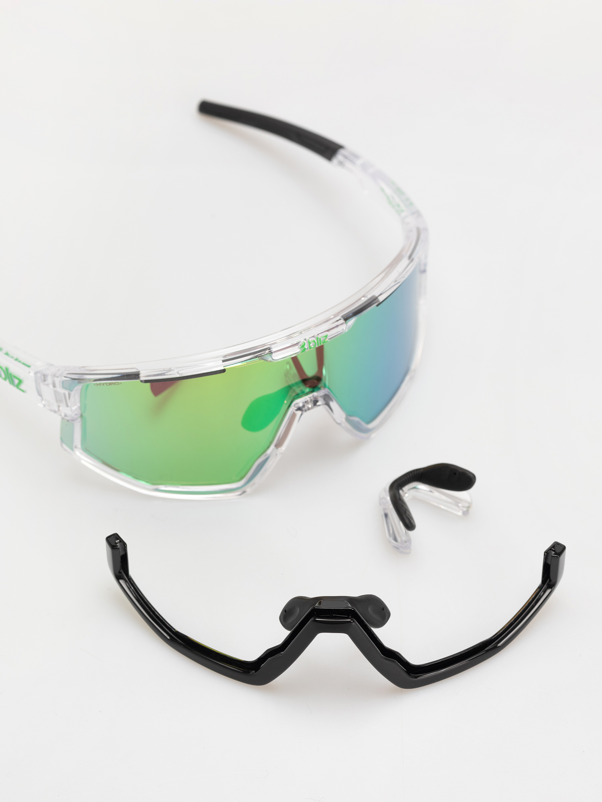 Bliz Fusion Sunglasses (transparent white/brown w green multi)