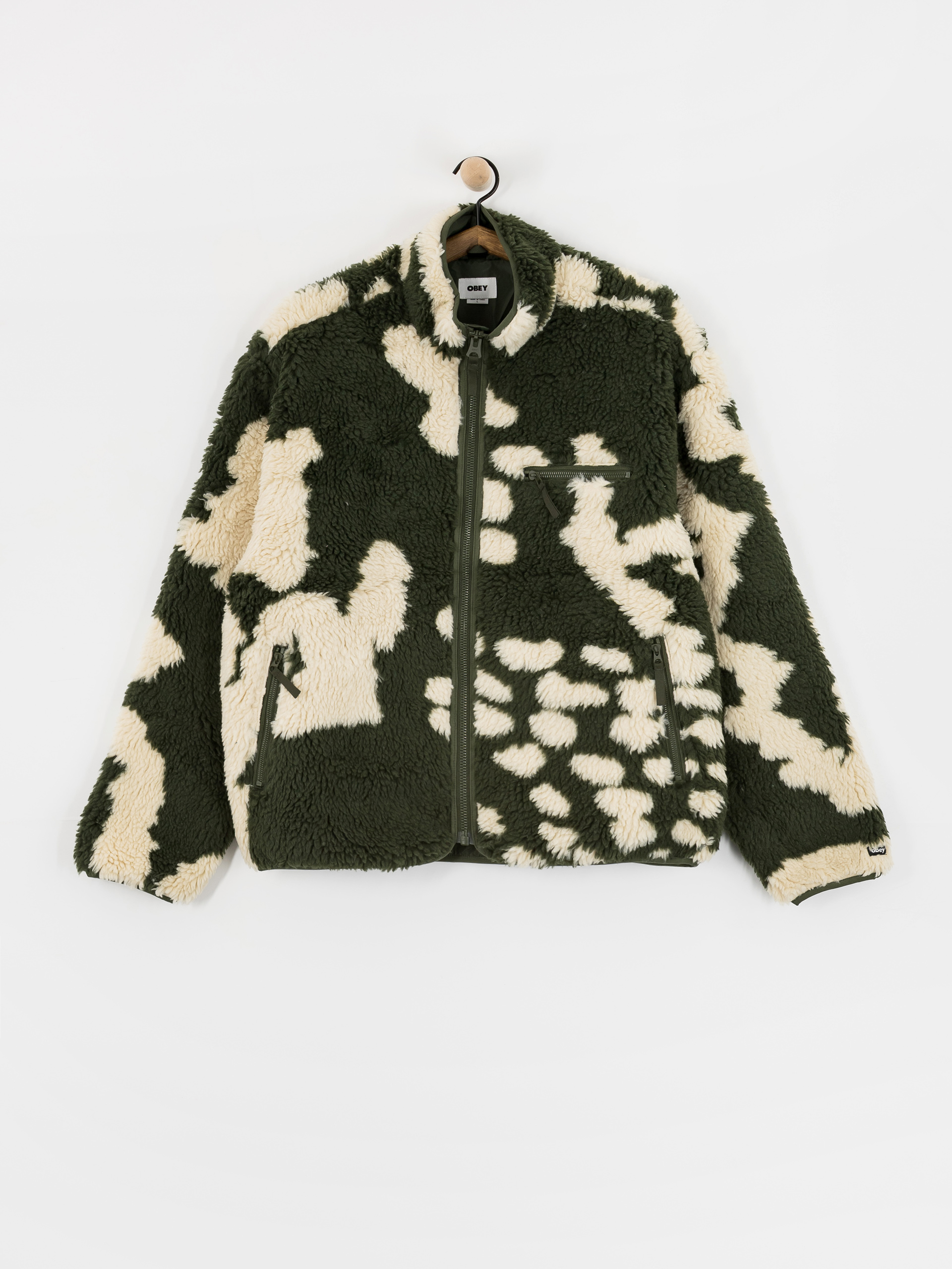 Herren OBEY Obey Shaggy Sherpa Fleece Jacke (kombu green multi)