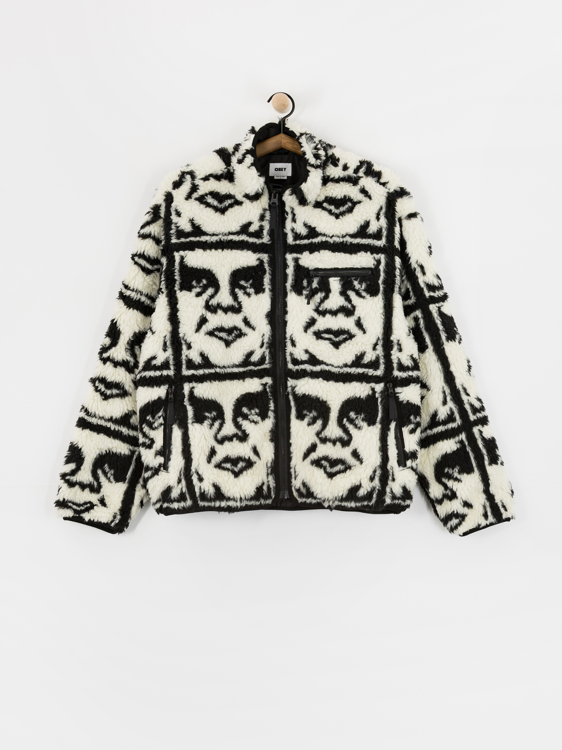 OBEY Obey Repeated Icon Sherpa Fleece - white, black (black multi)
